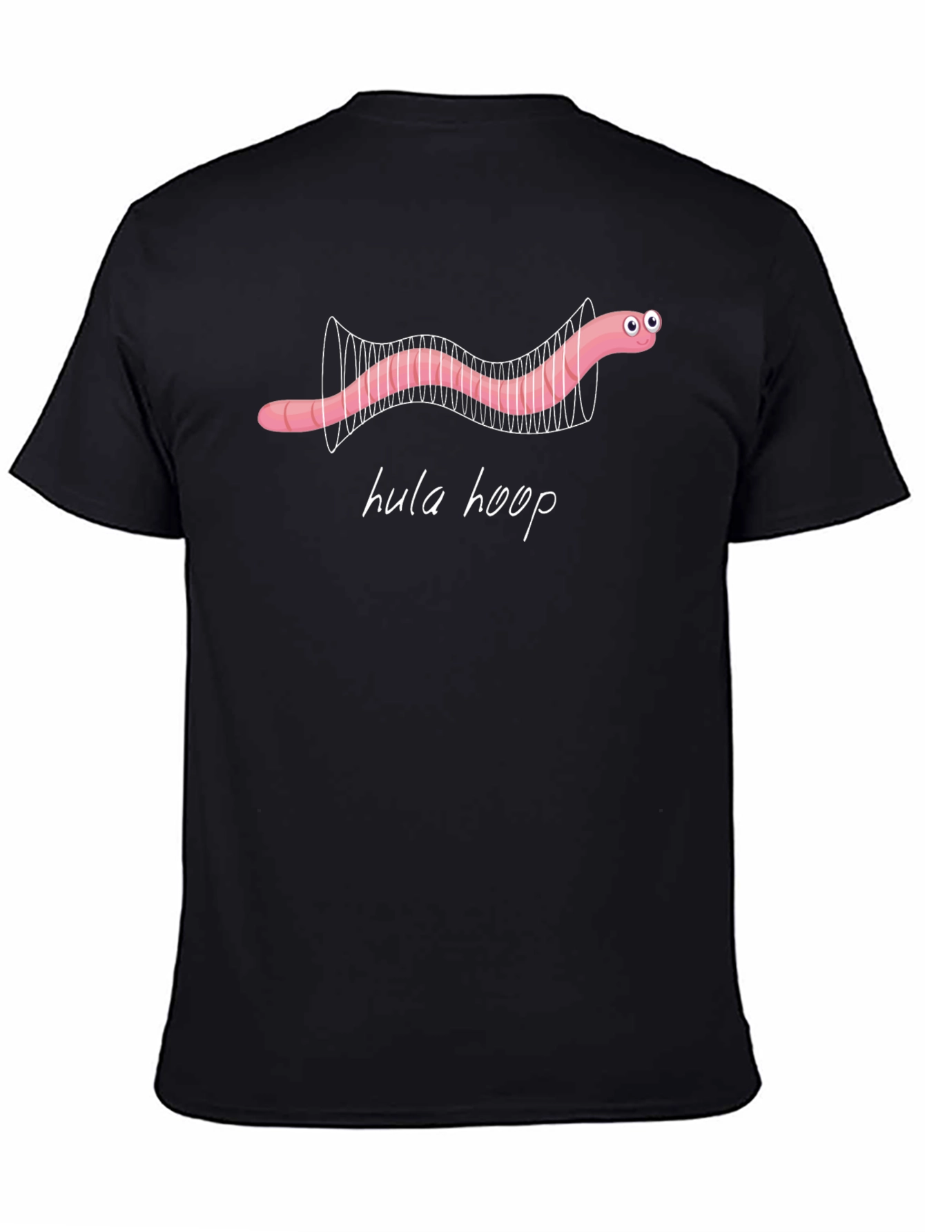 Hula Hoop Worm Graphic Tee - Novelty Black T-Shirt