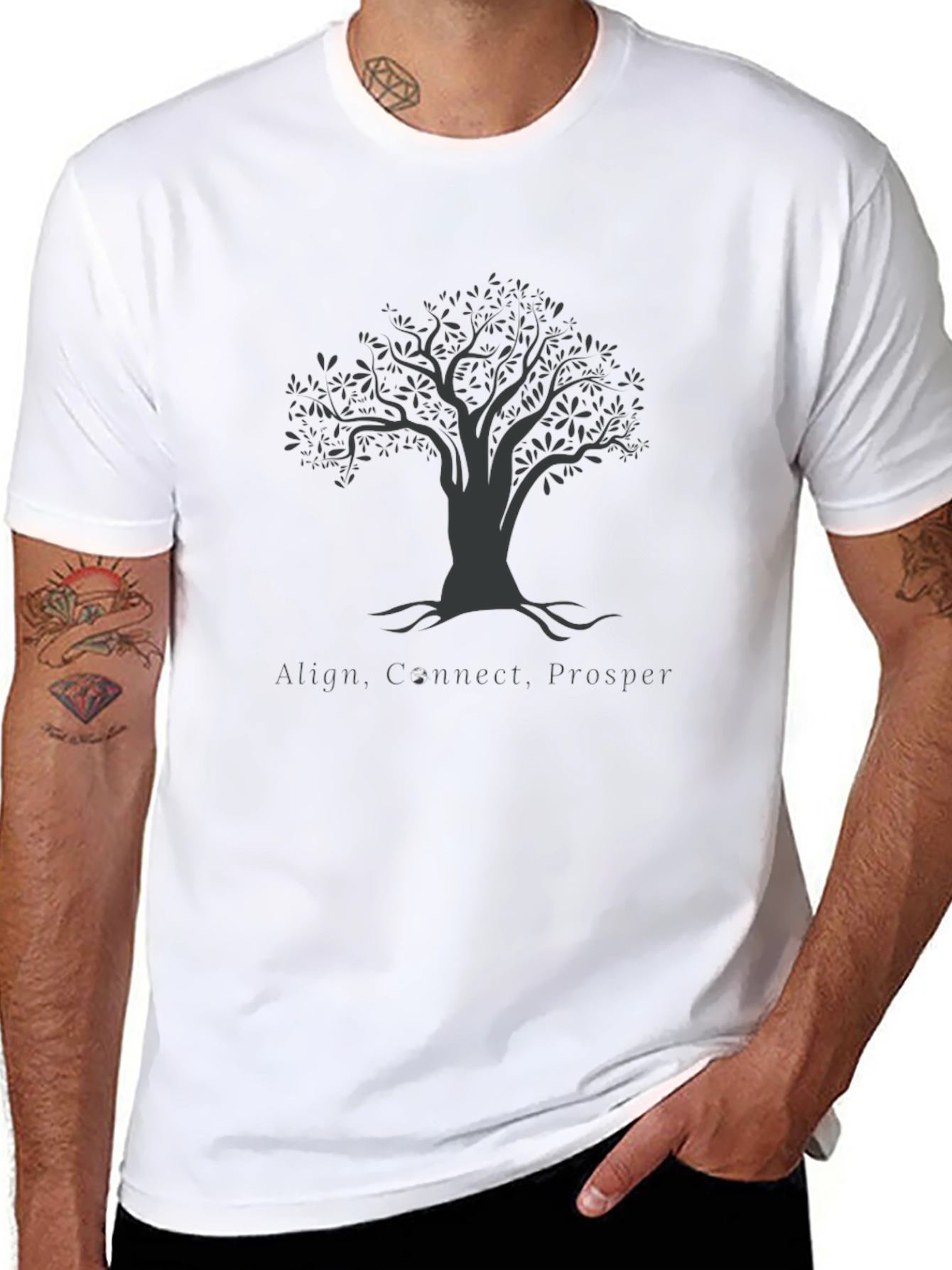 Mens Black Tree Graphic Tee - Align Connect Prosper