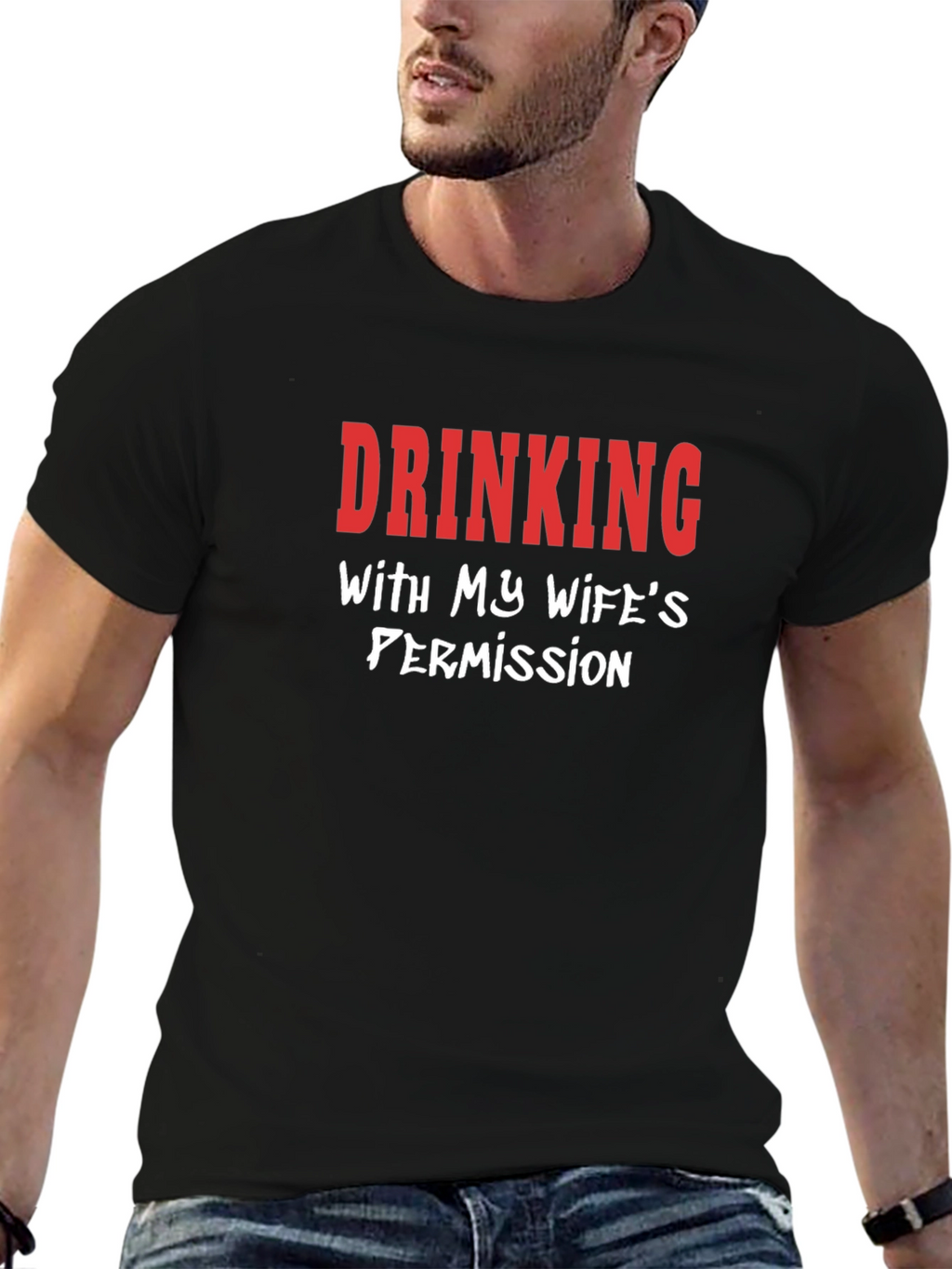 Drinking With Wifes Permission T-Shirt - Funny Mens Tee