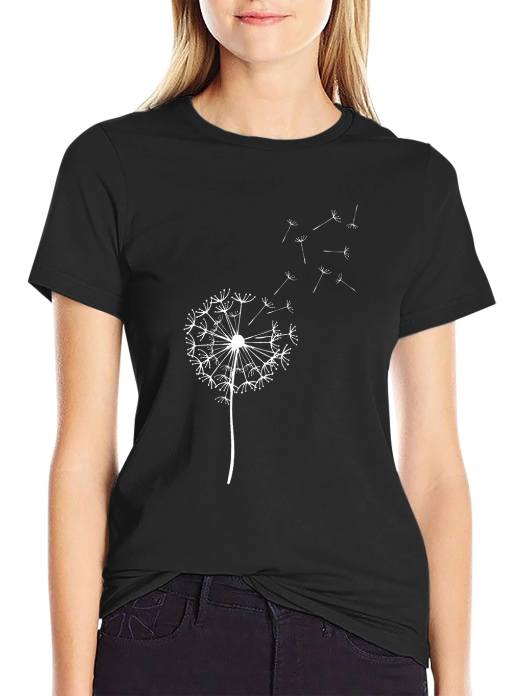 Dandelion Print Black T-Shirt