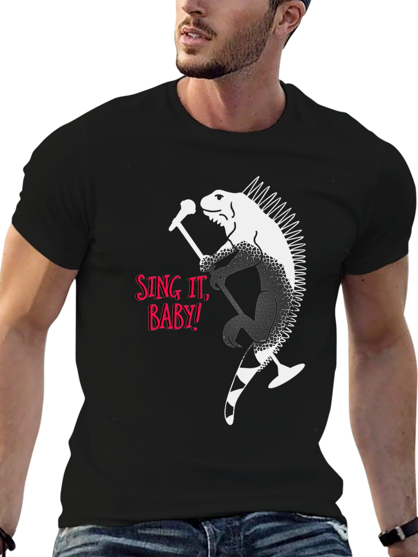 Iguana Rocker Graphic T-Shirt - Sing It Baby!