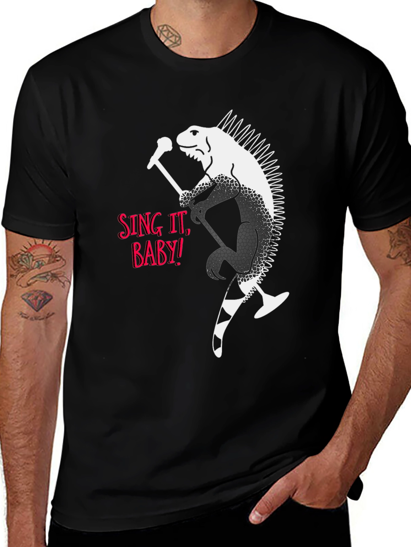 Iguana Rocker Graphic T-Shirt - Sing It Baby!