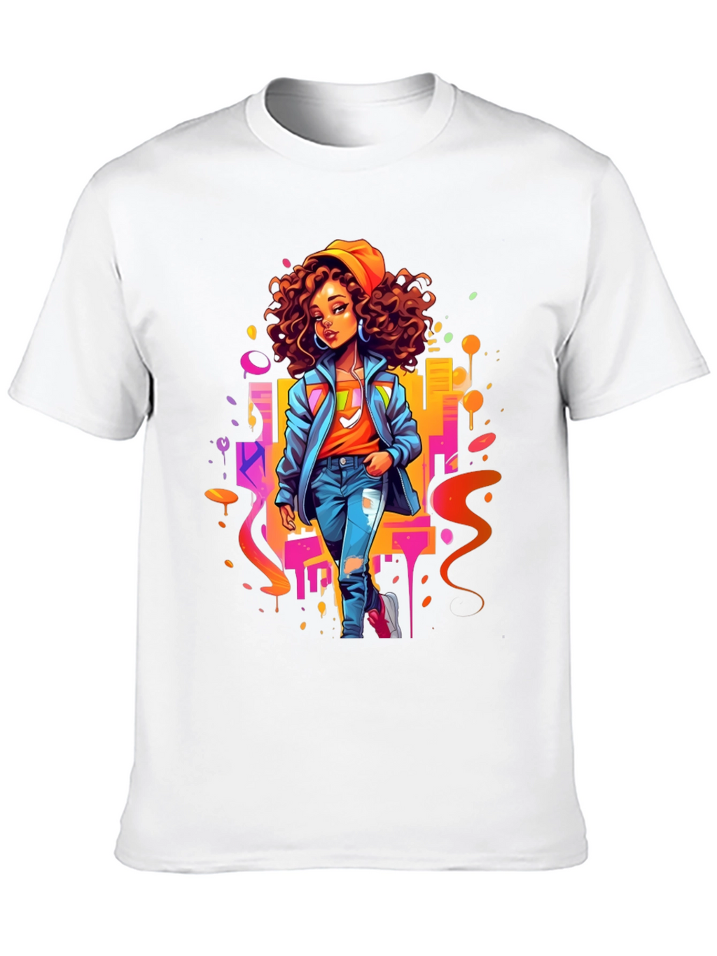 Urban Style Graphic Print Black T-Shirt