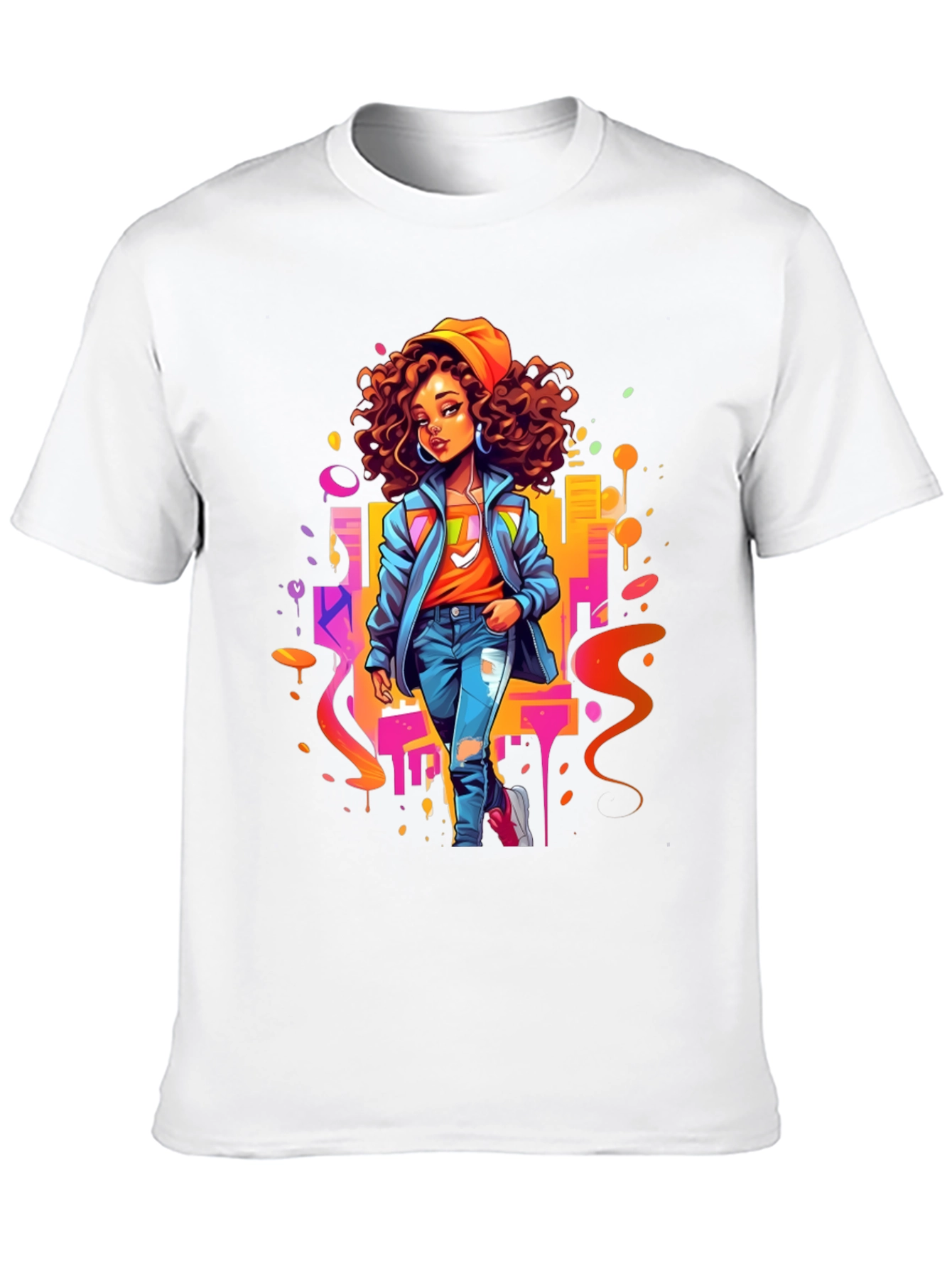 Urban Style Graphic Print Black T-Shirt
