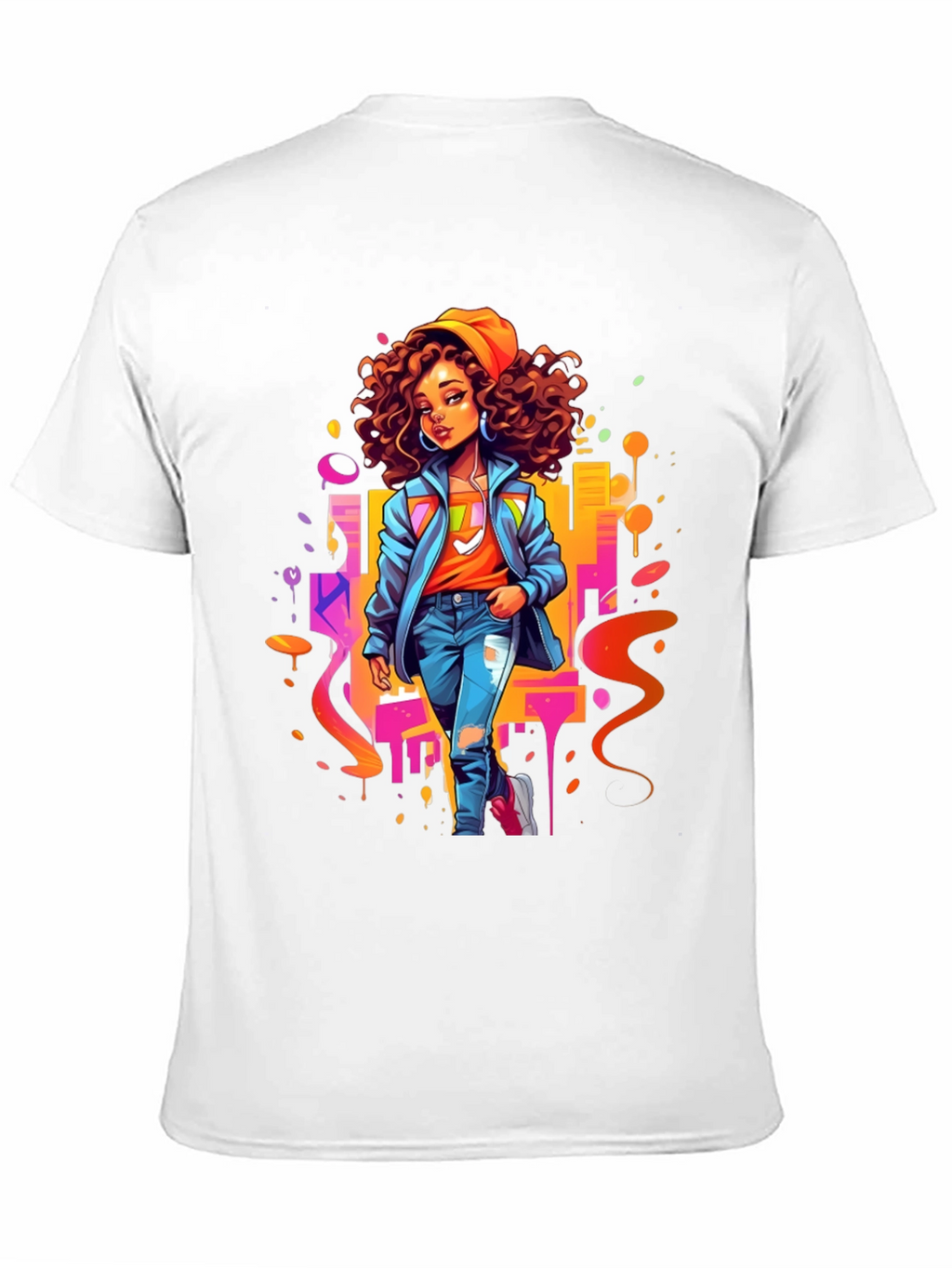 Urban Style Graphic Print Black T-Shirt
