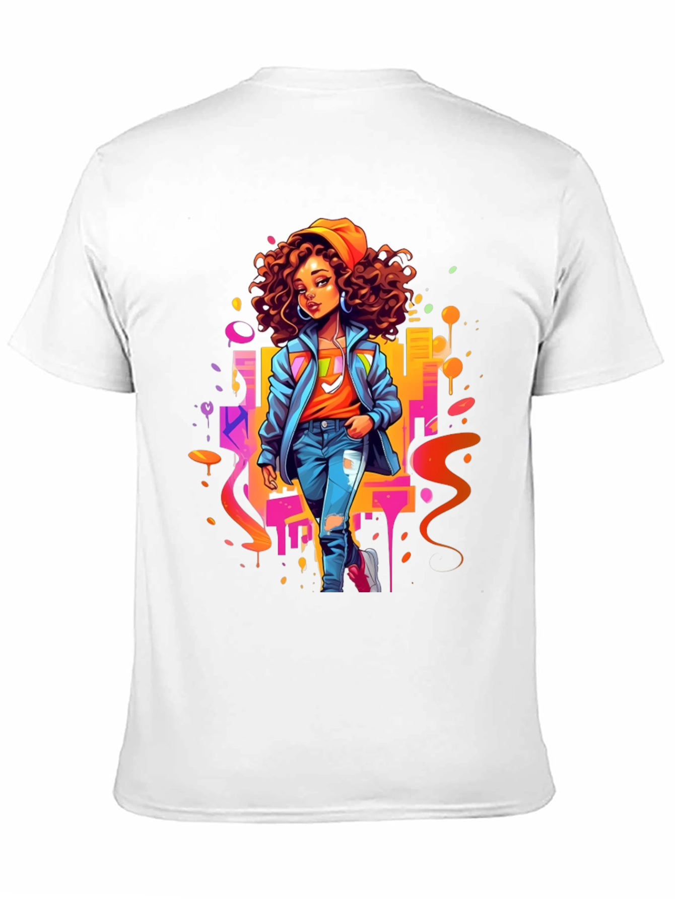 Urban Style Graphic Print Black T-Shirt