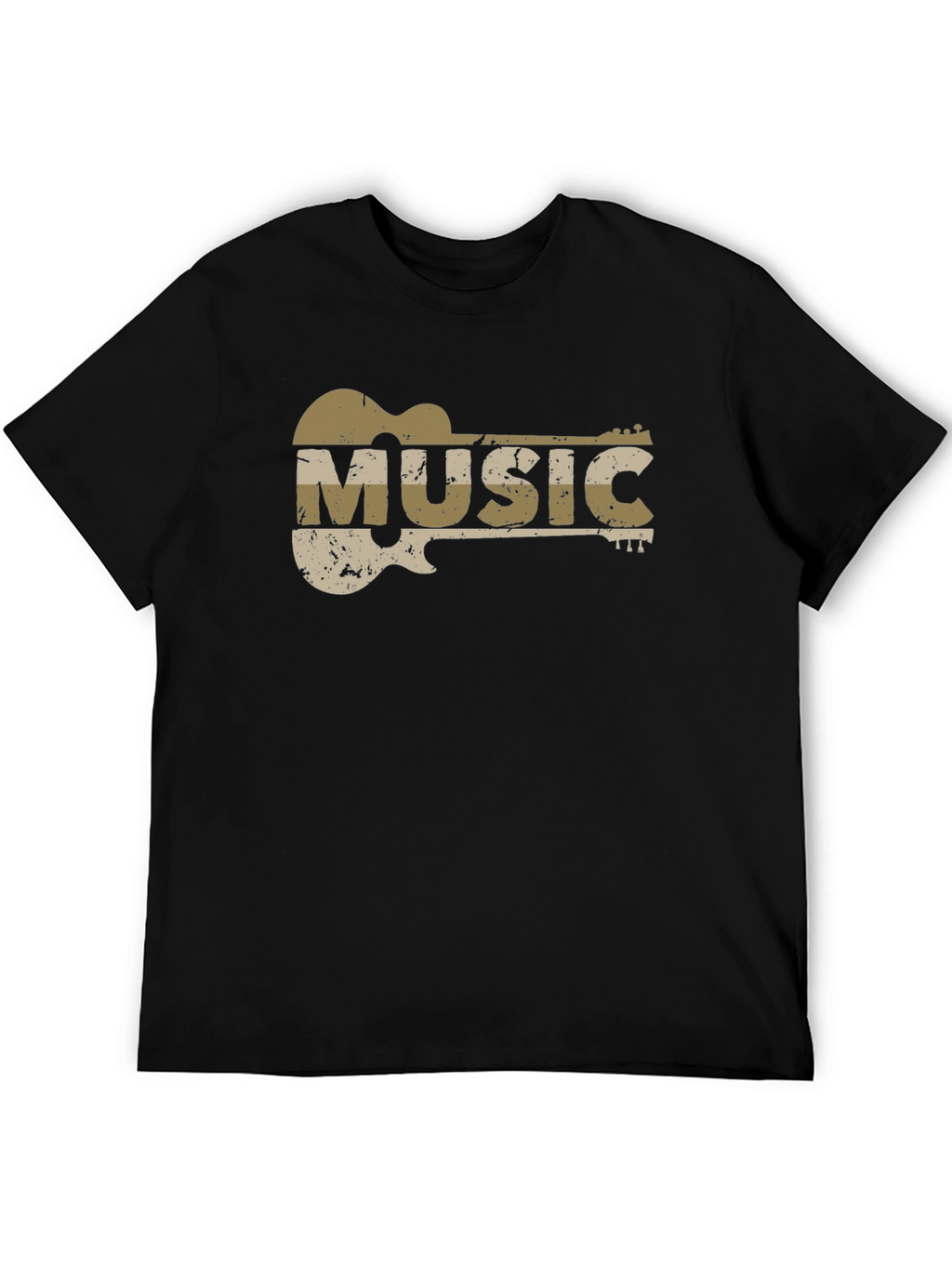 Guitar Music Graphic T-Shirt - Distressed Design