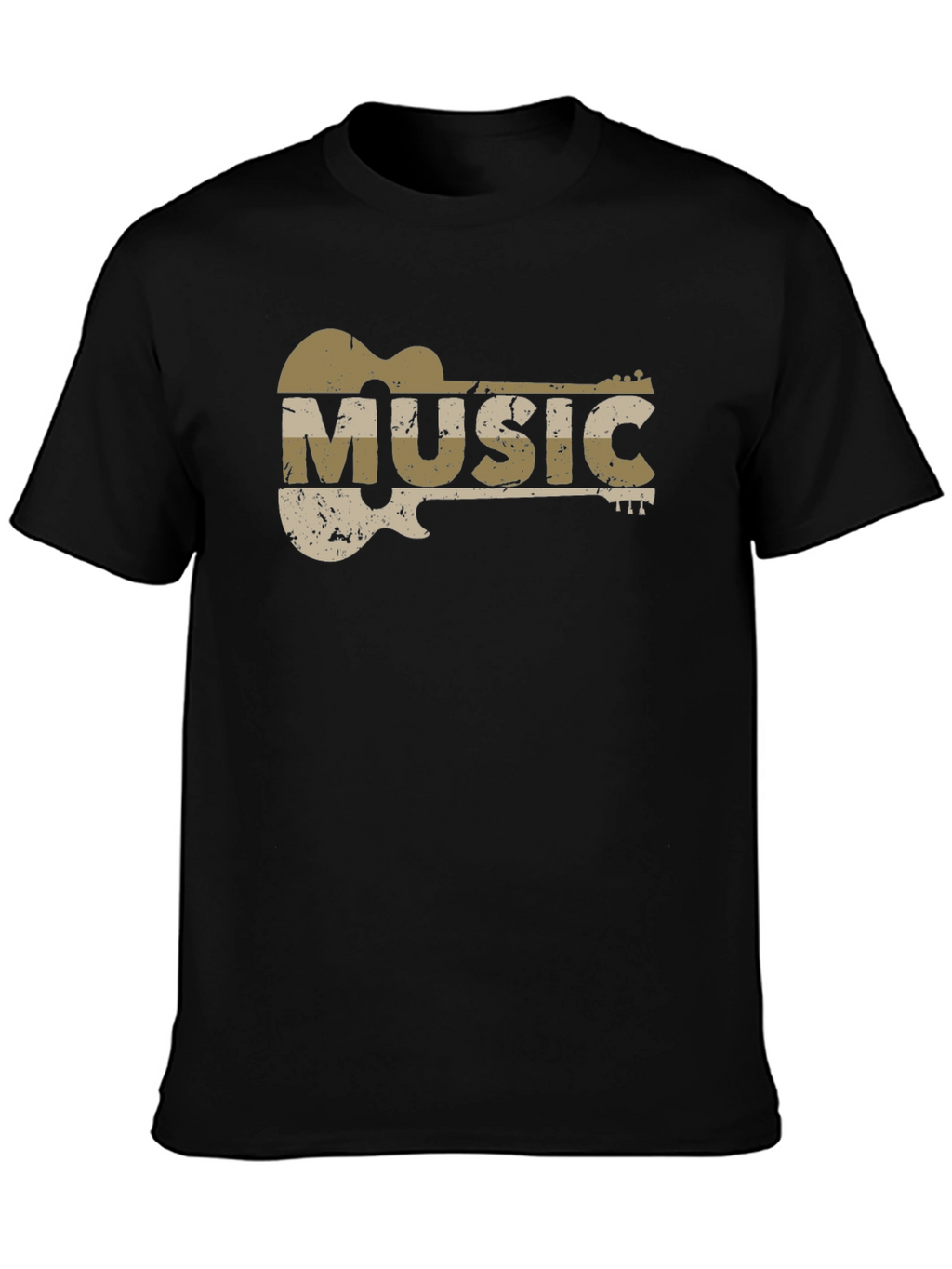 Guitar Music Graphic T-Shirt - Distressed Design