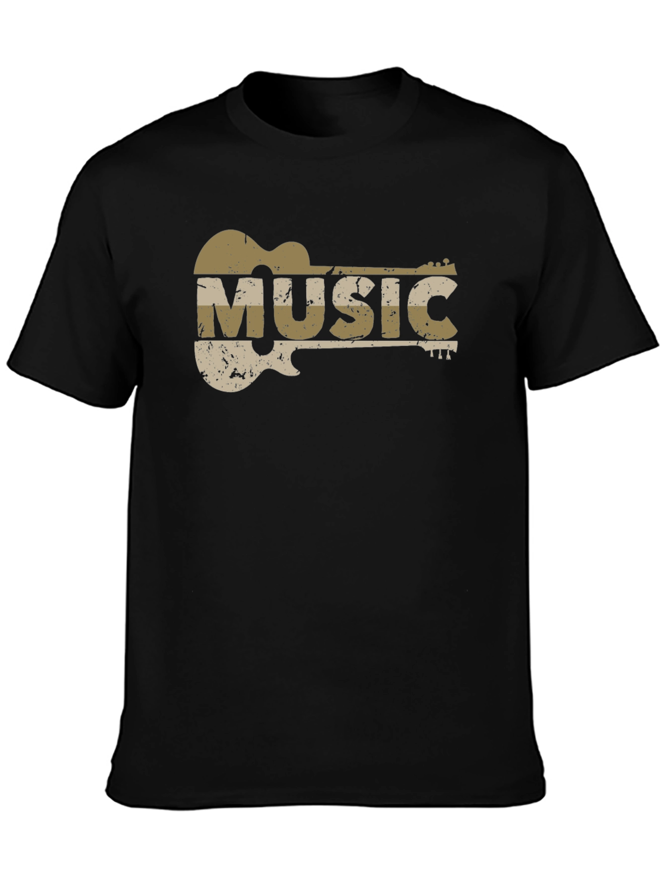 Guitar Music Graphic T-Shirt - Distressed Design