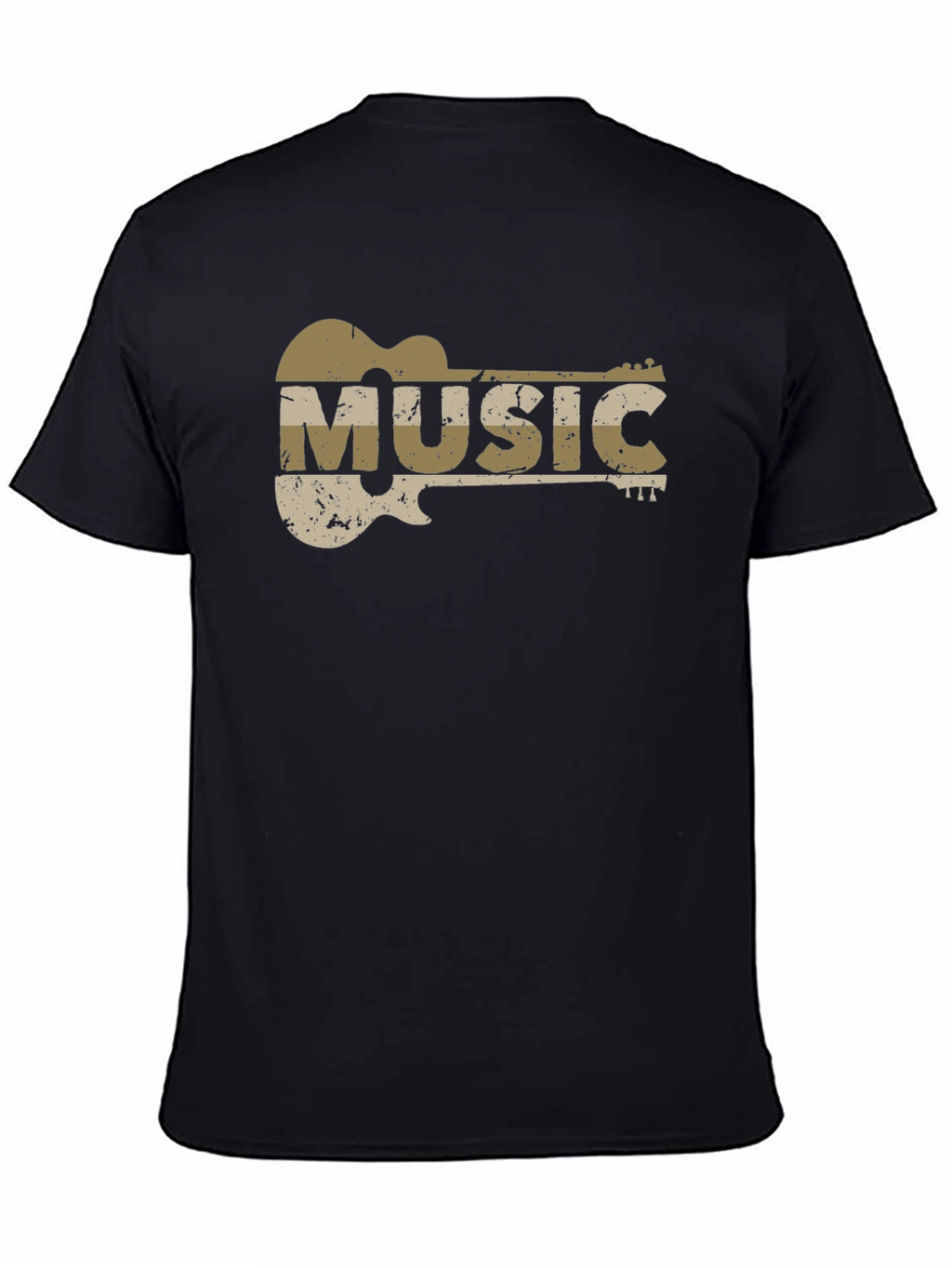 Guitar Music Graphic T-Shirt - Distressed Design