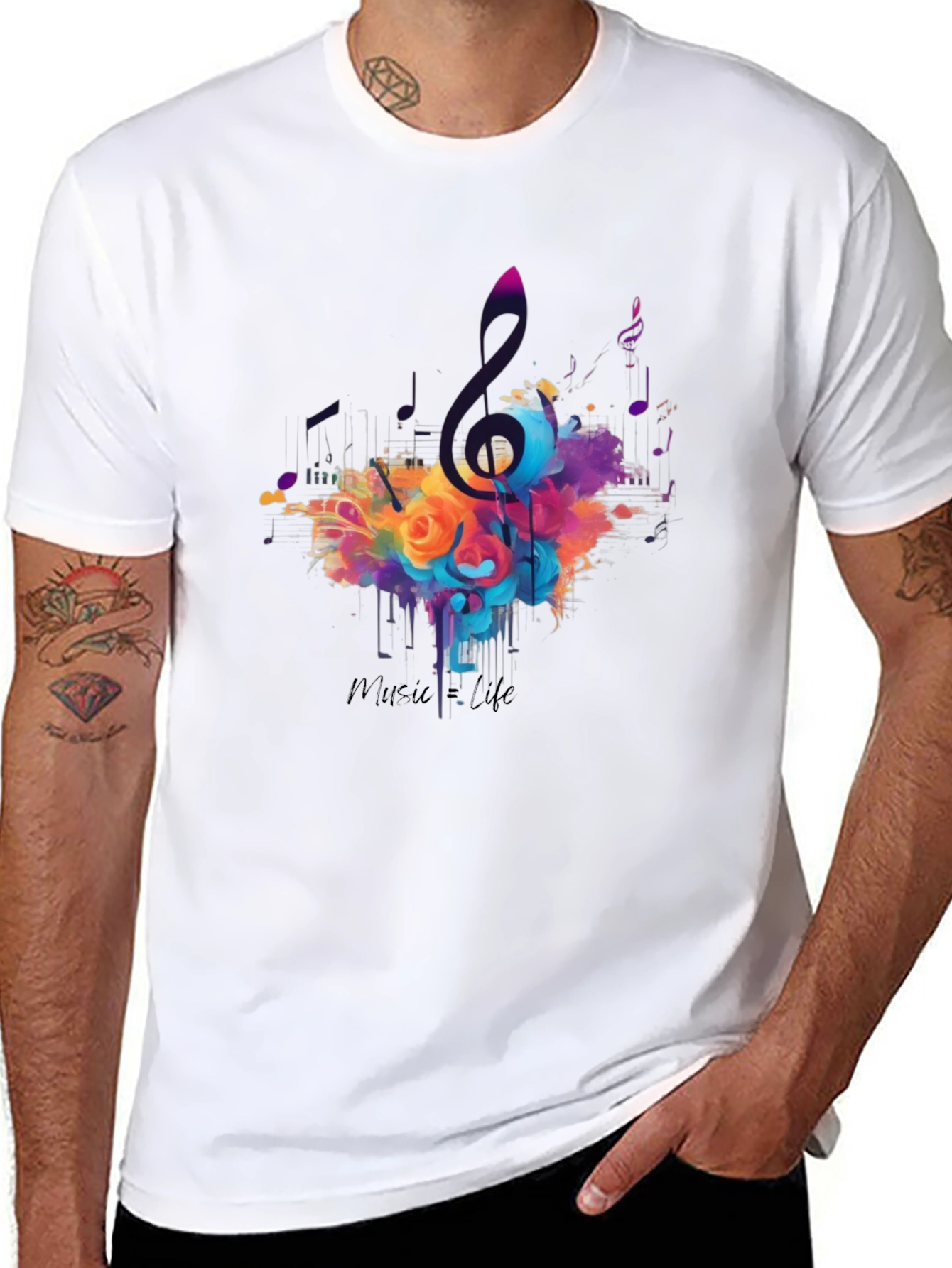 Music Life Graphic Print Black T-Shirt