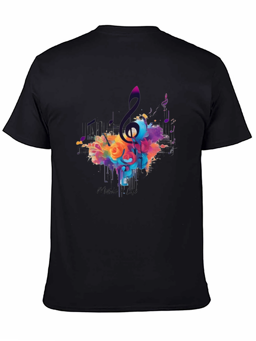 Music Life Graphic Print Black T-Shirt
