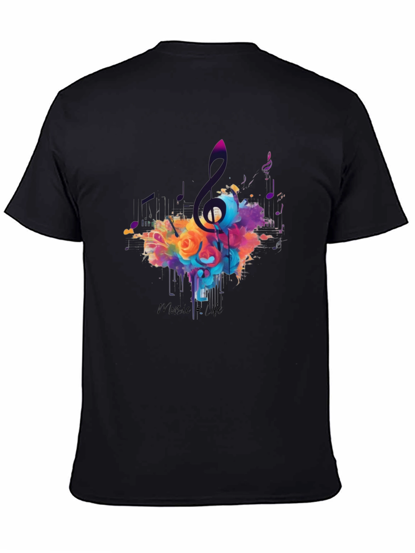 Music Life Graphic Print Black T-Shirt