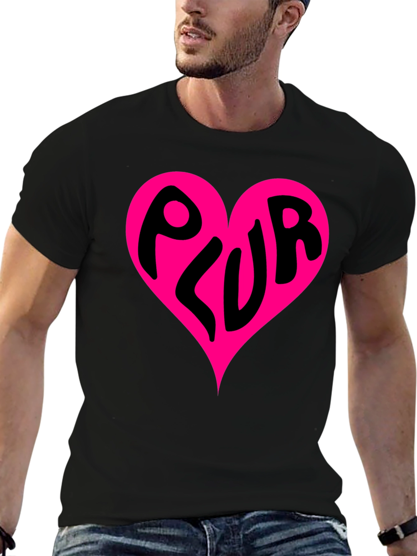 PLUR Heart Graphic Black T-Shirt