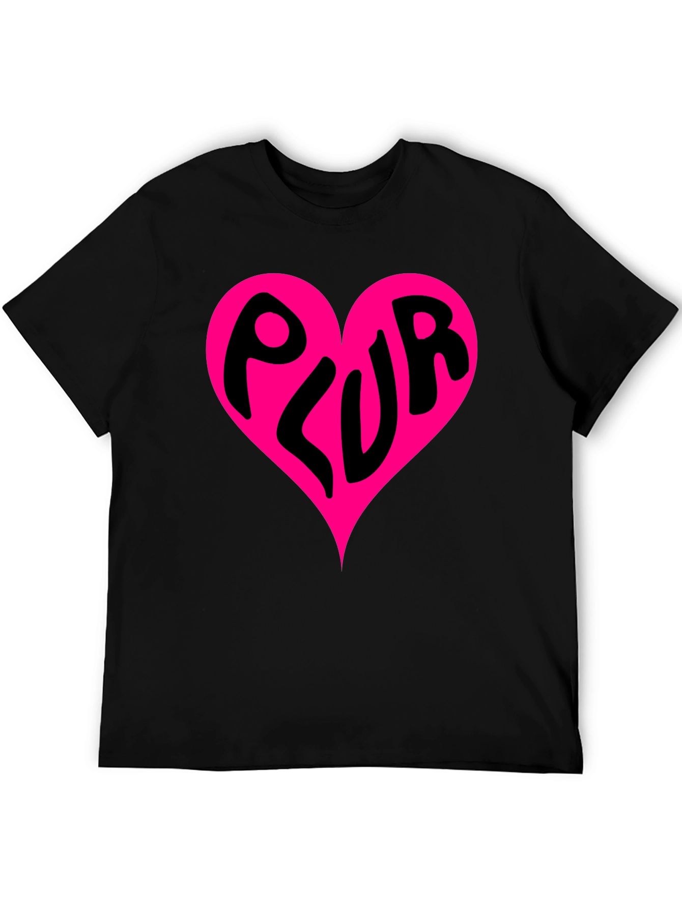 PLUR Heart Graphic Black T-Shirt