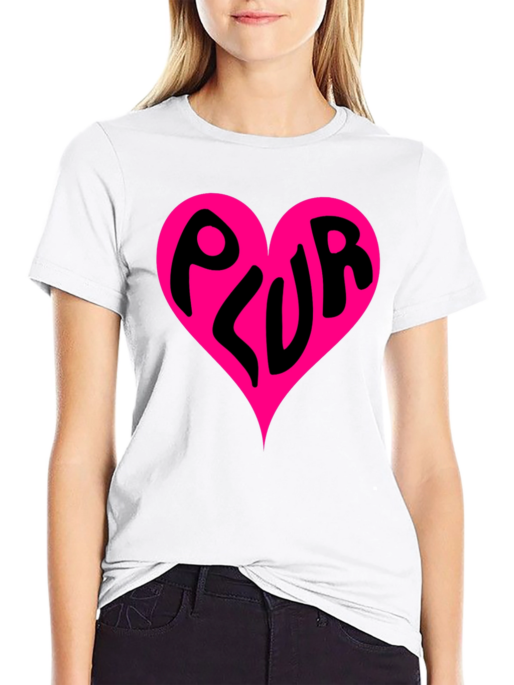 PLUR Heart Graphic Black T-Shirt