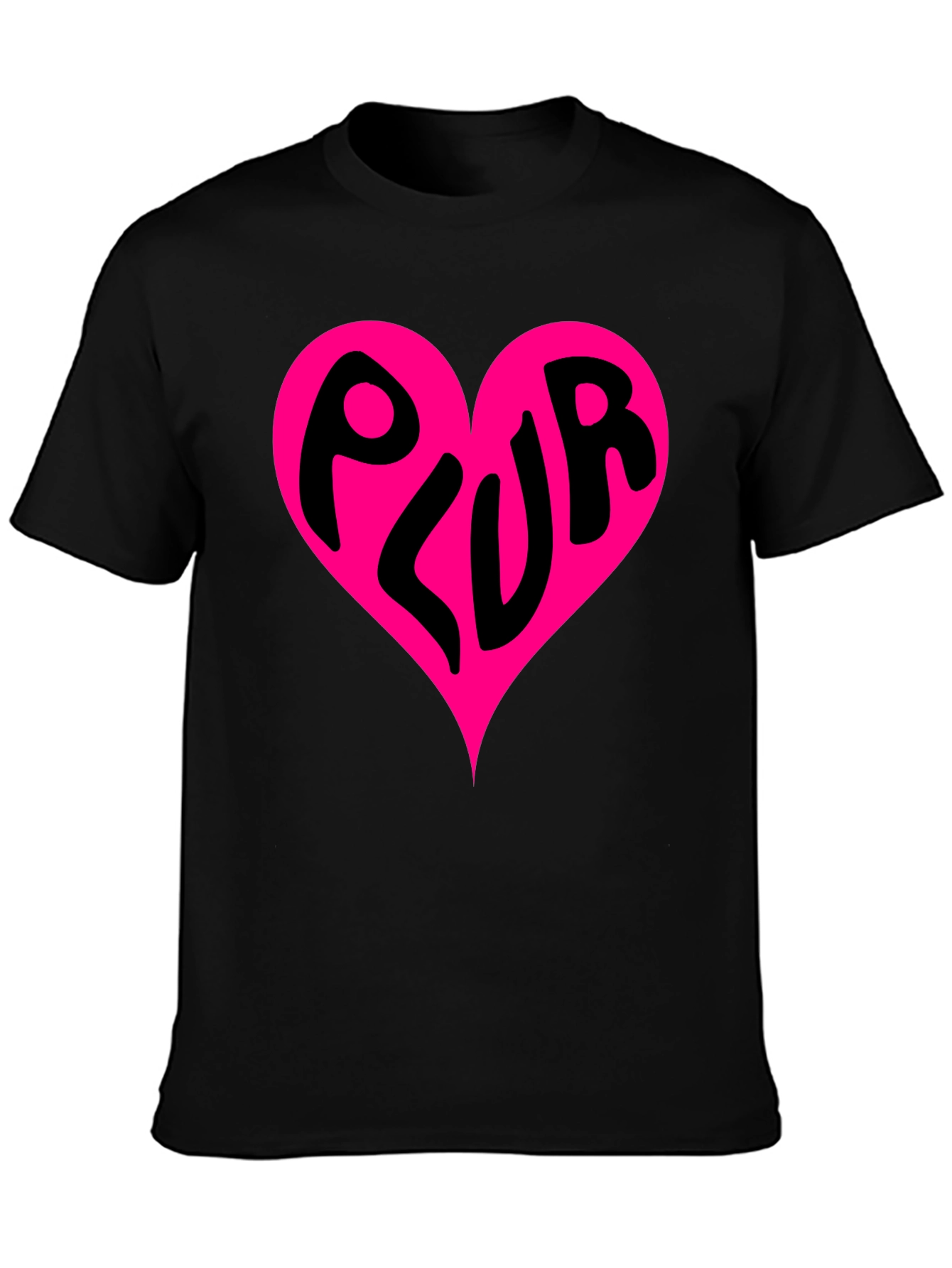 PLUR Heart Graphic Black T-Shirt
