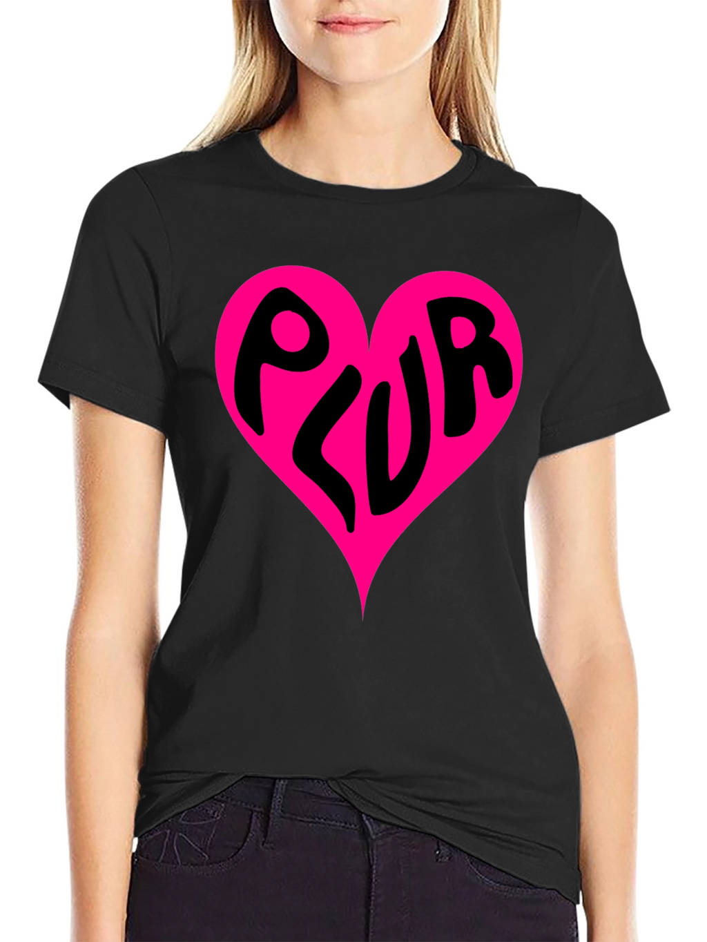 PLUR Heart Graphic Black T-Shirt