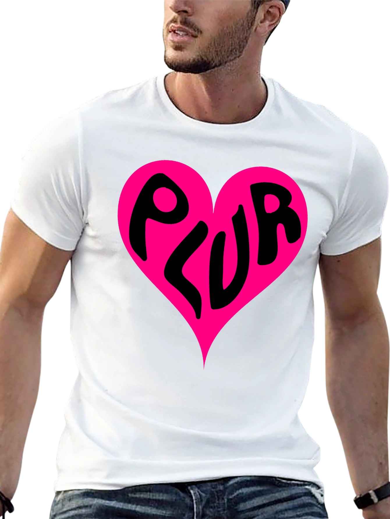 PLUR Heart Graphic Black T-Shirt