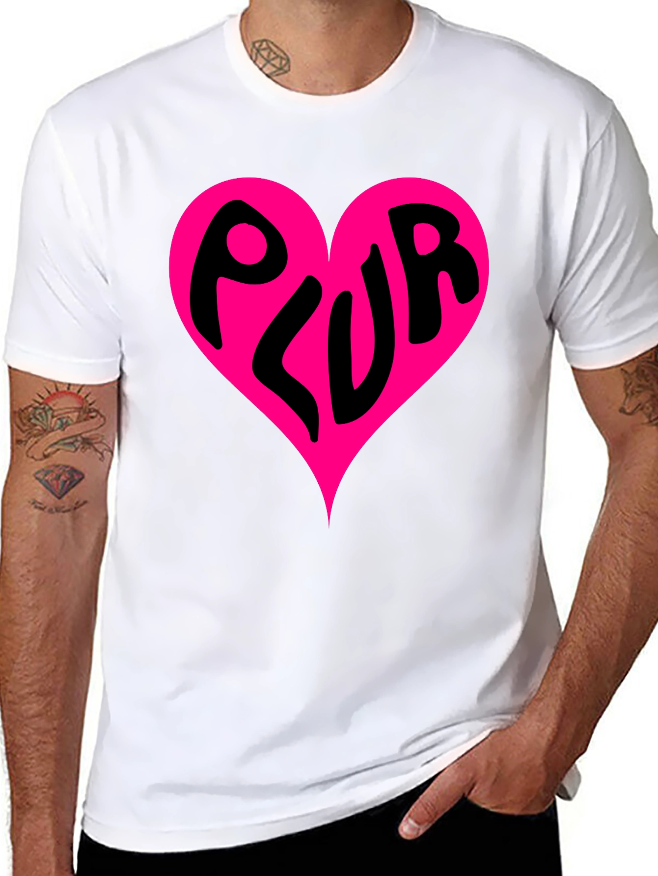 PLUR Heart Graphic Black T-Shirt