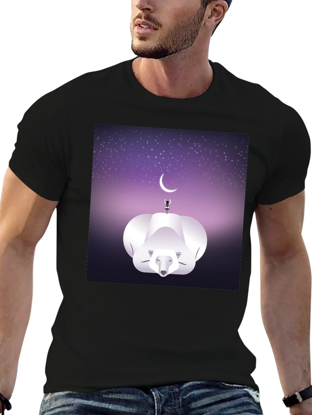 Celestial Polar Bear Graphic Tee