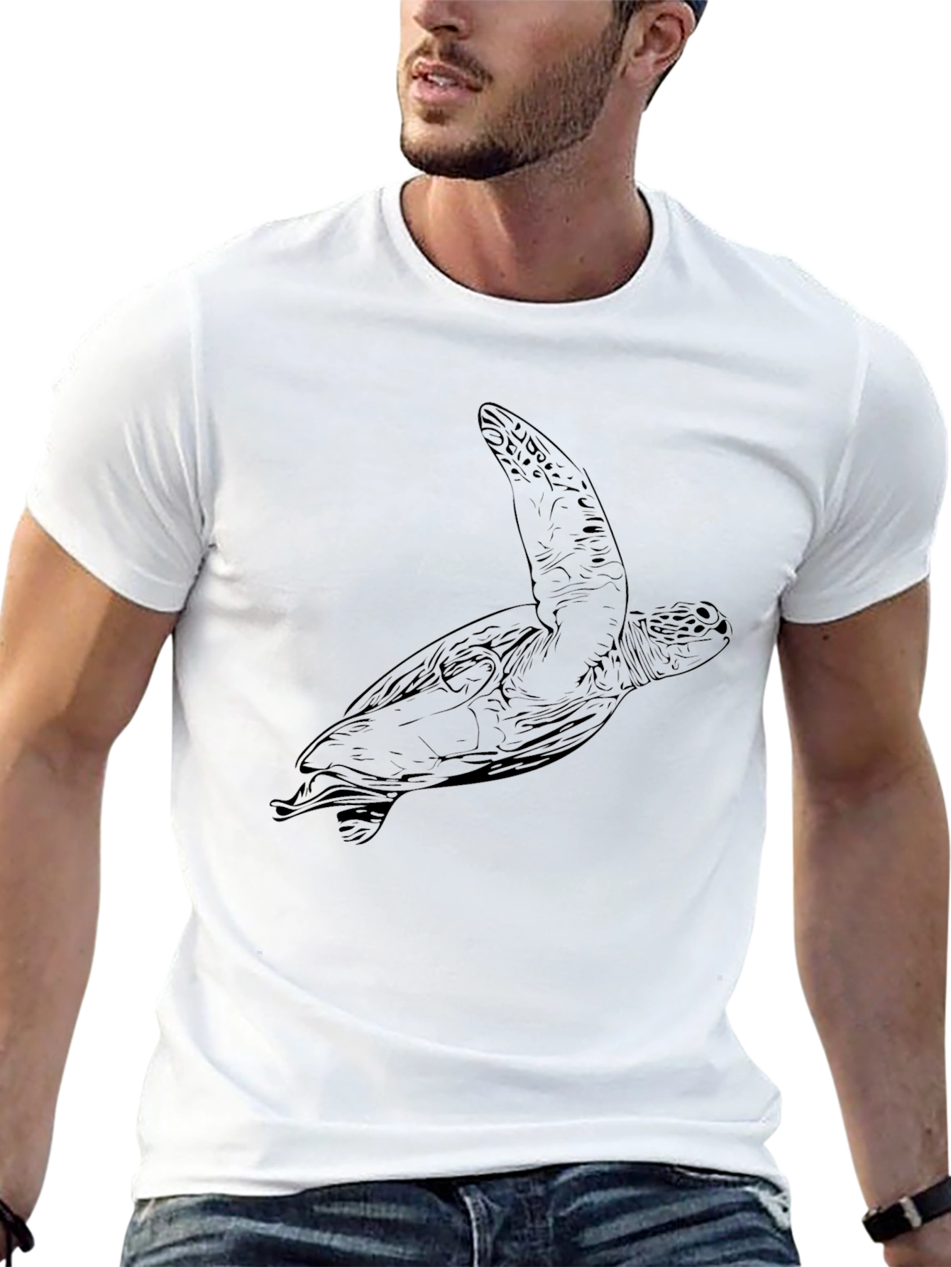 Sea Turtle Graphic Tee - Black