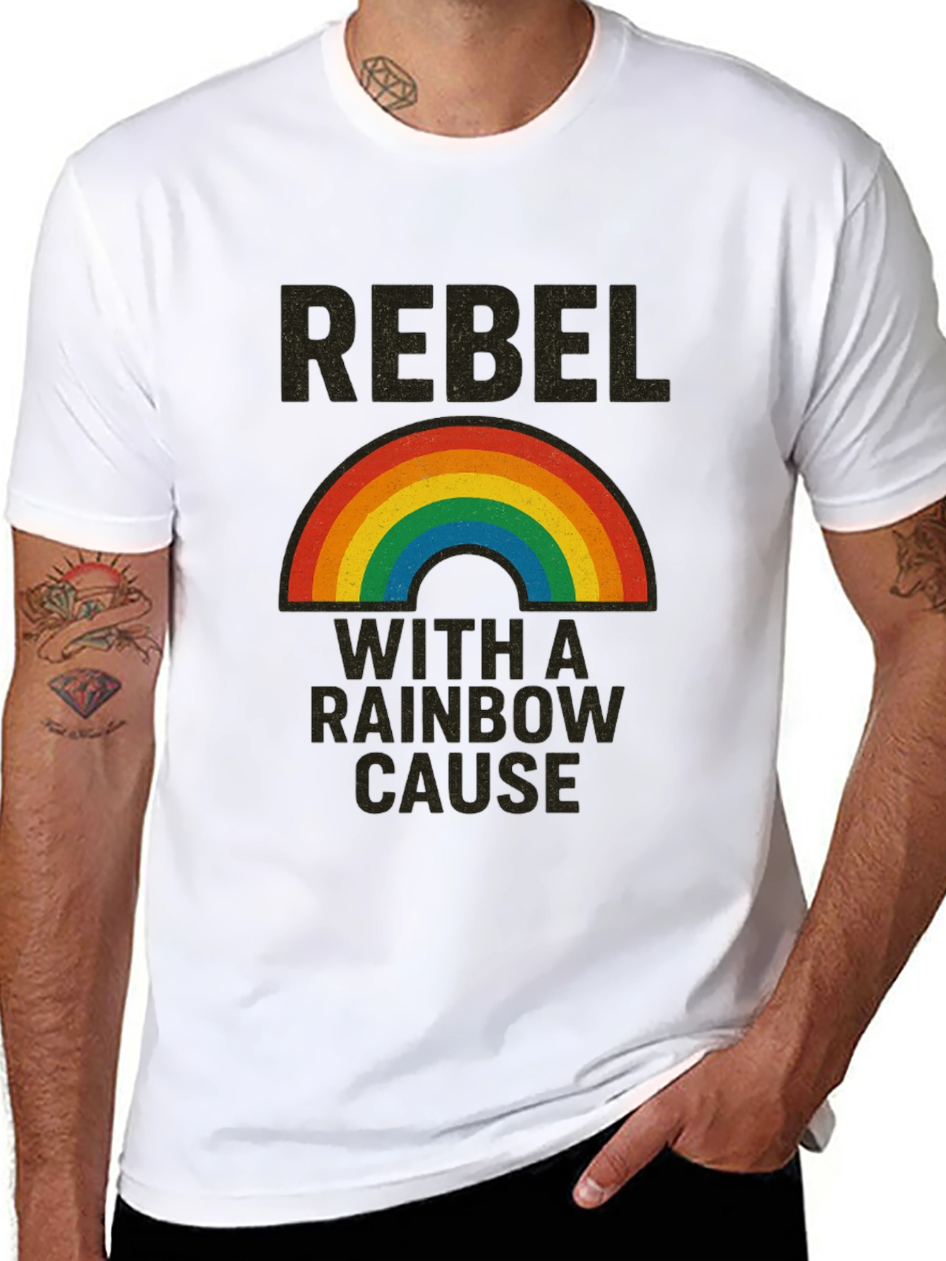 Rebel With a Rainbow Cause Graphic T-Shirt