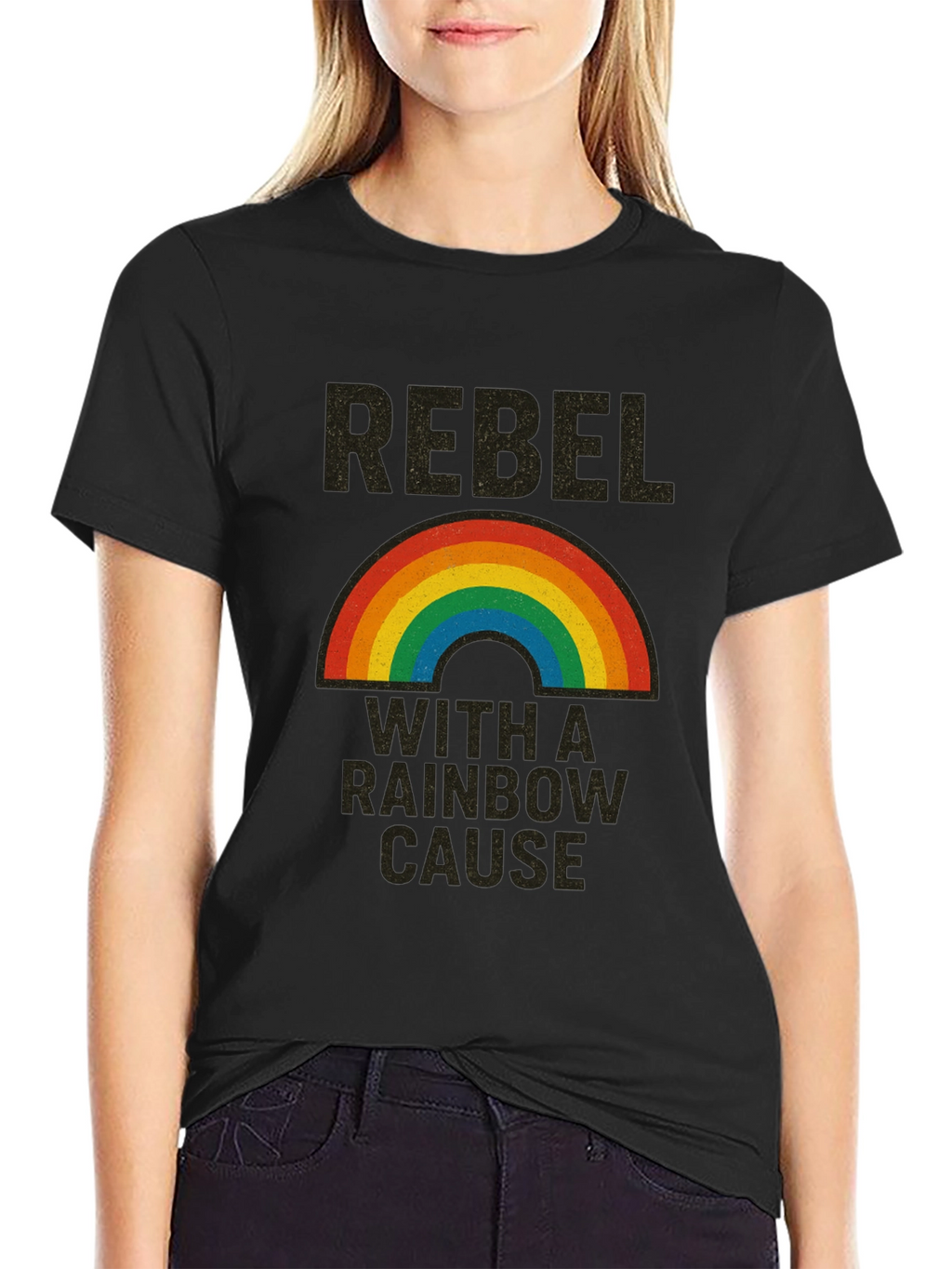 Rebel With a Rainbow Cause Graphic T-Shirt