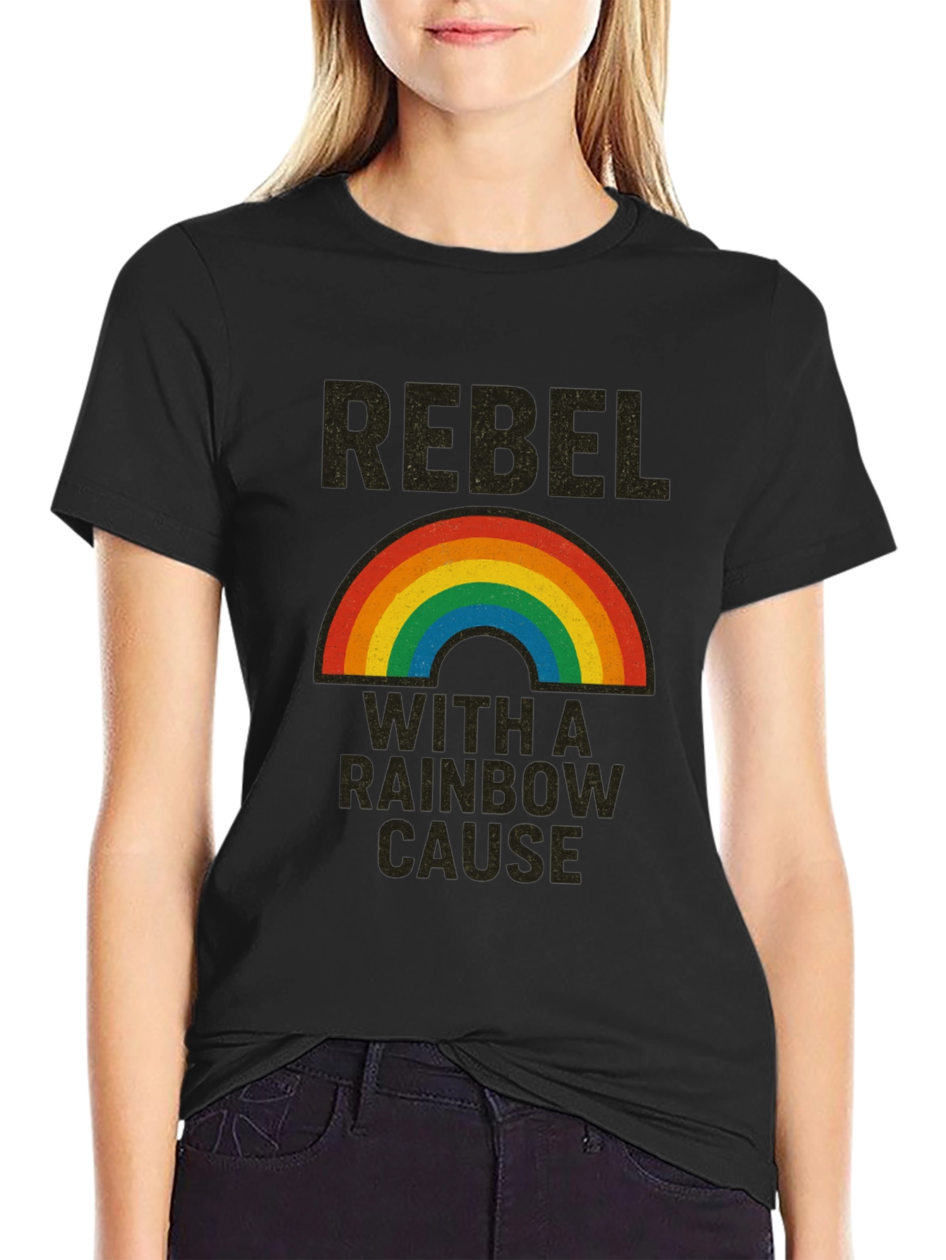 Rebel With a Rainbow Cause Graphic T-Shirt