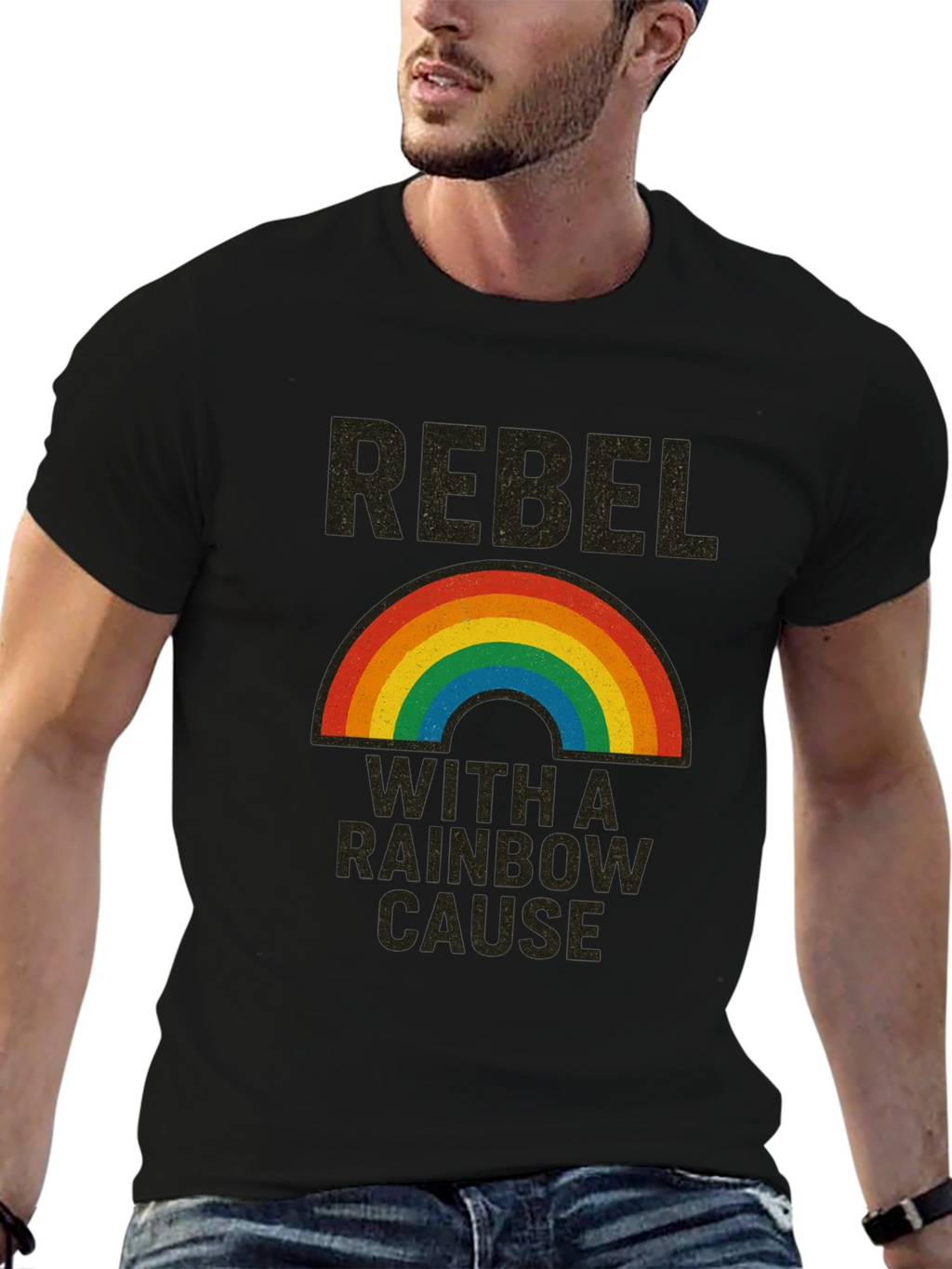 Rebel With a Rainbow Cause Graphic T-Shirt