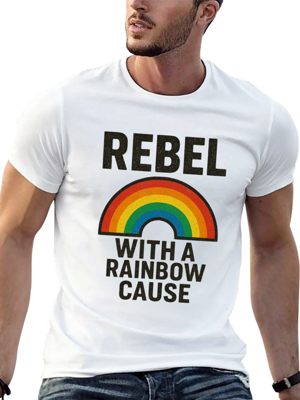 Rebel With a Rainbow Cause Graphic T-Shirt