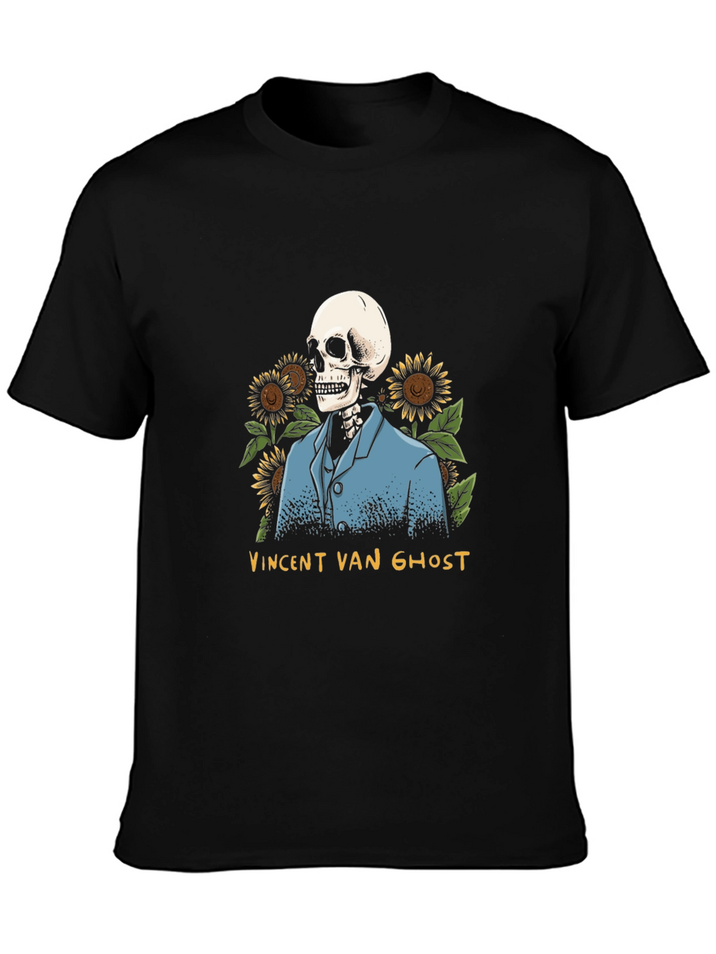 Vincent Van Ghost T-Shirt - Skeleton Sunflower Graphic Tee