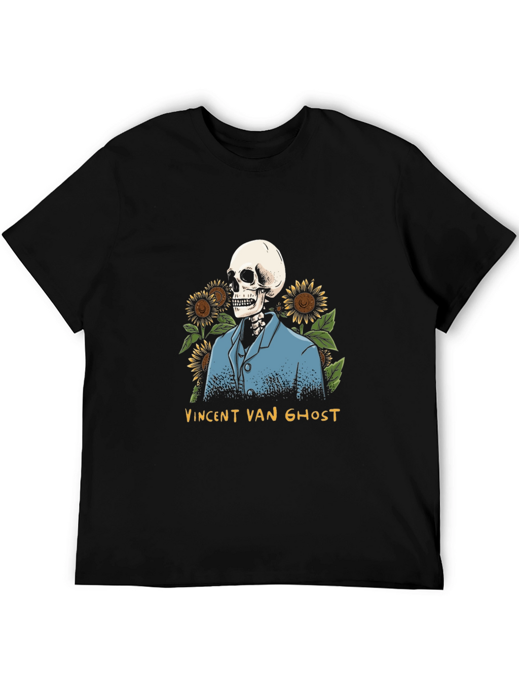 Vincent Van Ghost T-Shirt - Skeleton Sunflower Graphic Tee