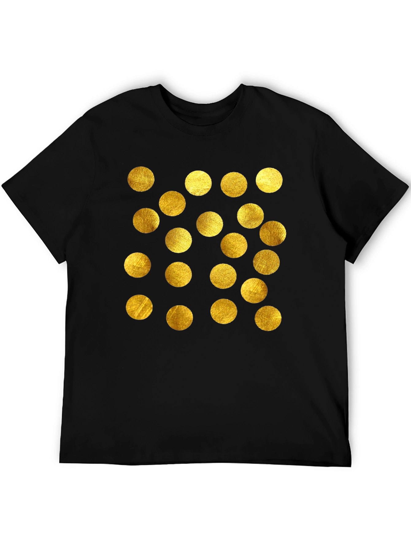 Gold Polka Dot Graphic Tee - Stylish Mens Black T-Shirt