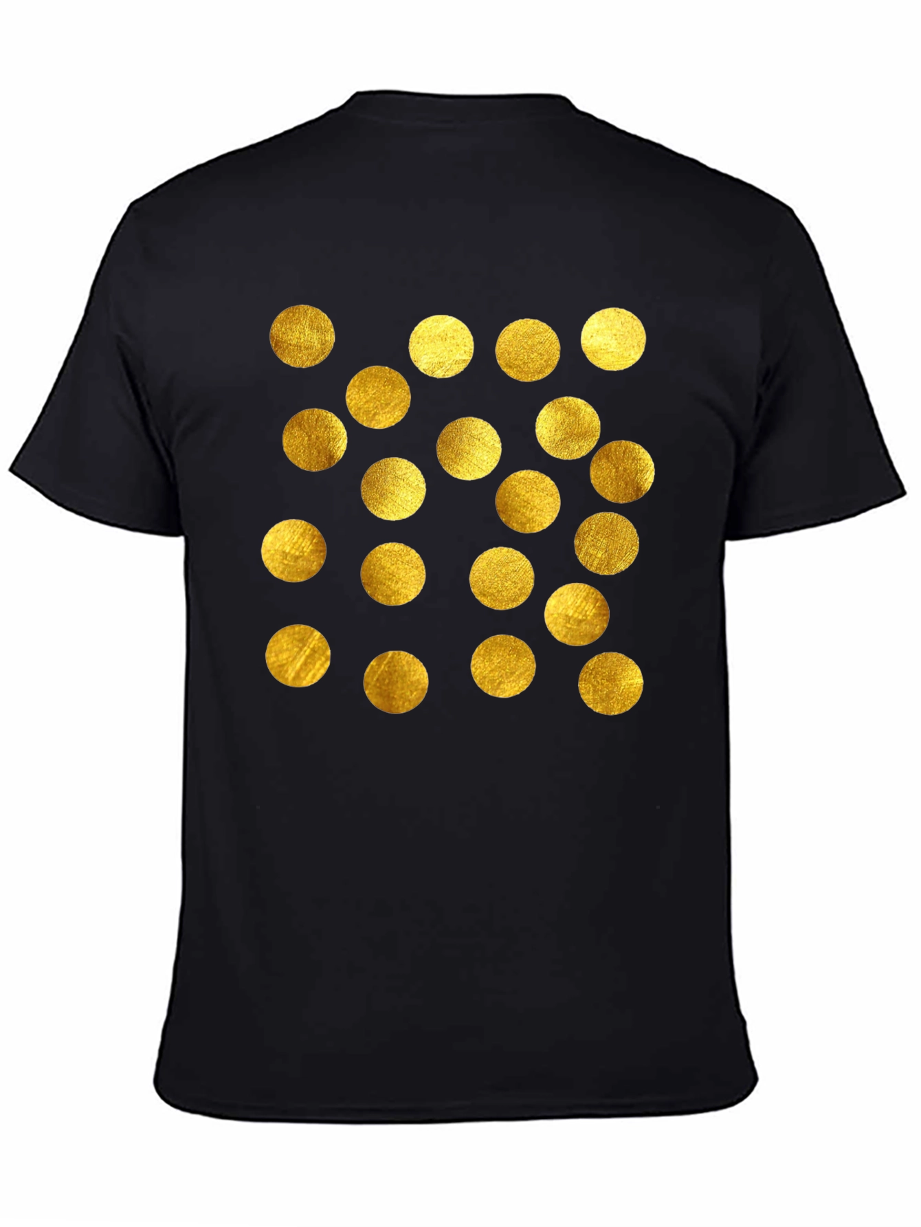Gold Polka Dot Graphic Tee - Stylish Mens Black T-Shirt