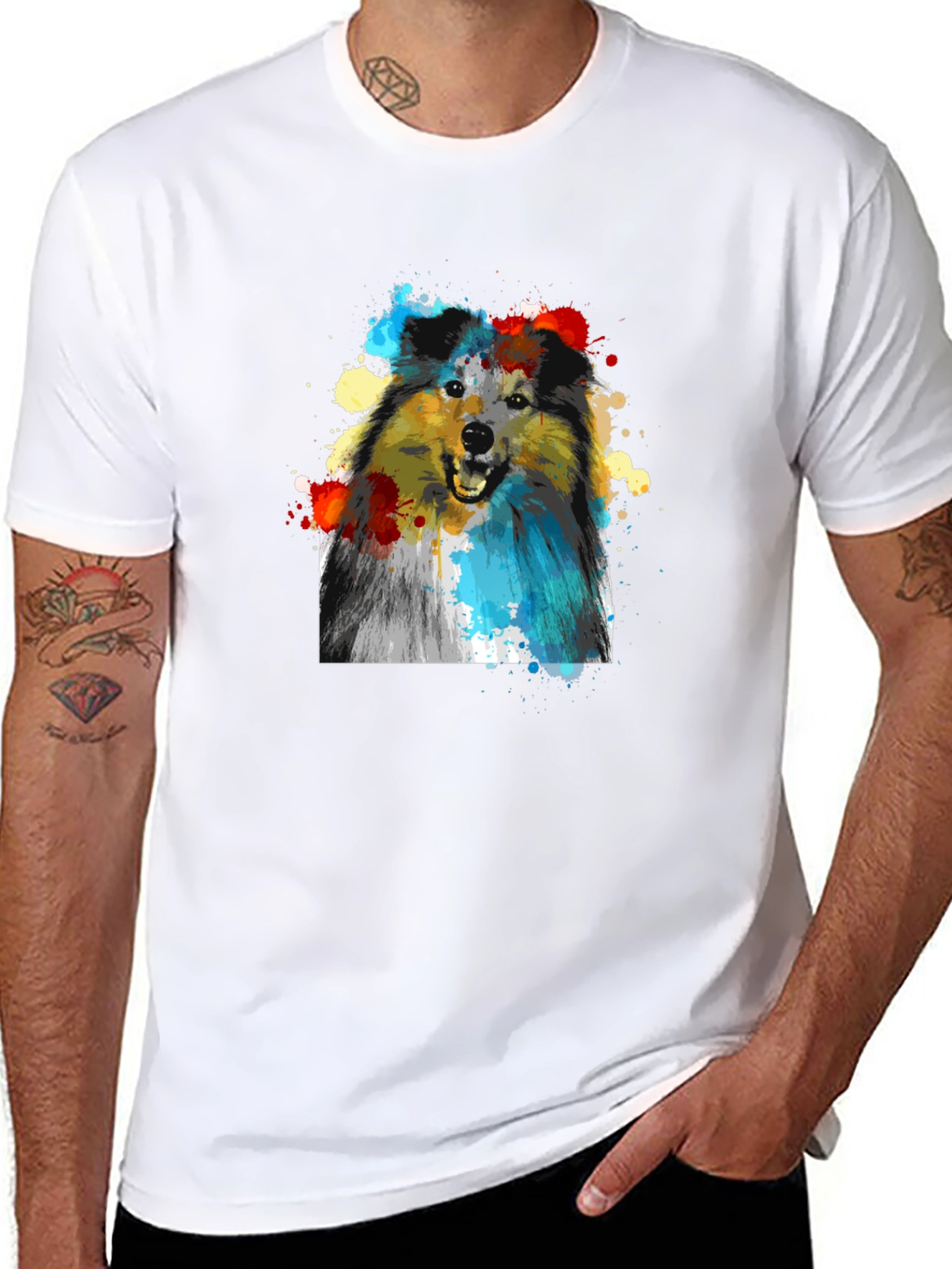 Dog Art Print T-Shirt - Stylish Canine Graphic Tee