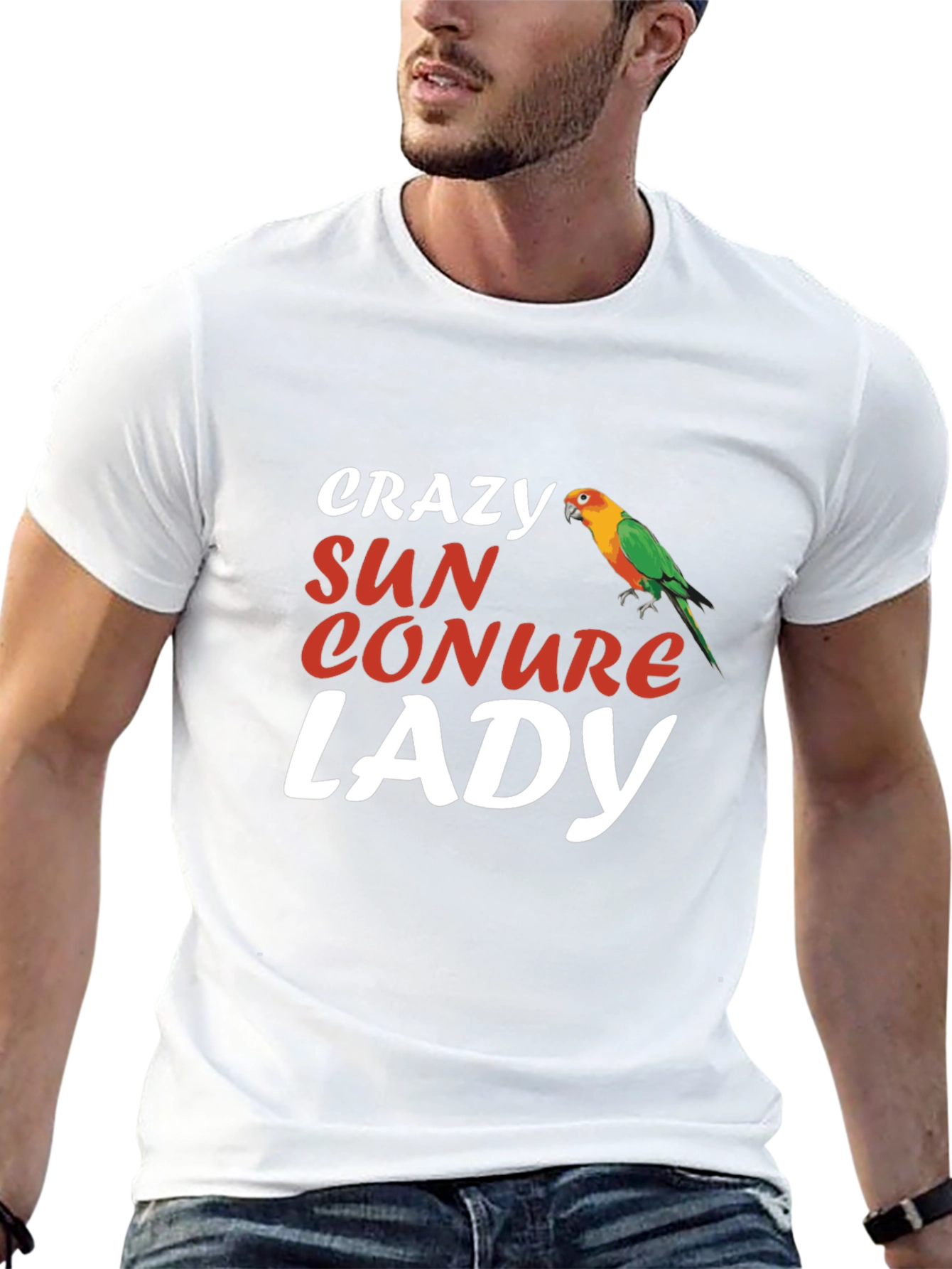 Crazy Sun Conure Lady T-Shirt - Bird Lover Tee