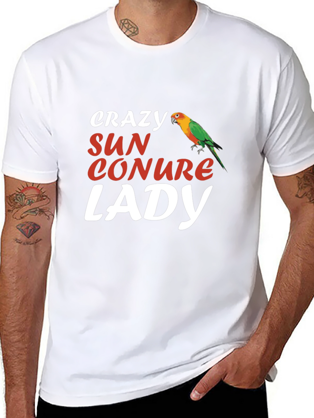 Crazy Sun Conure Lady T-Shirt - Bird Lover Tee