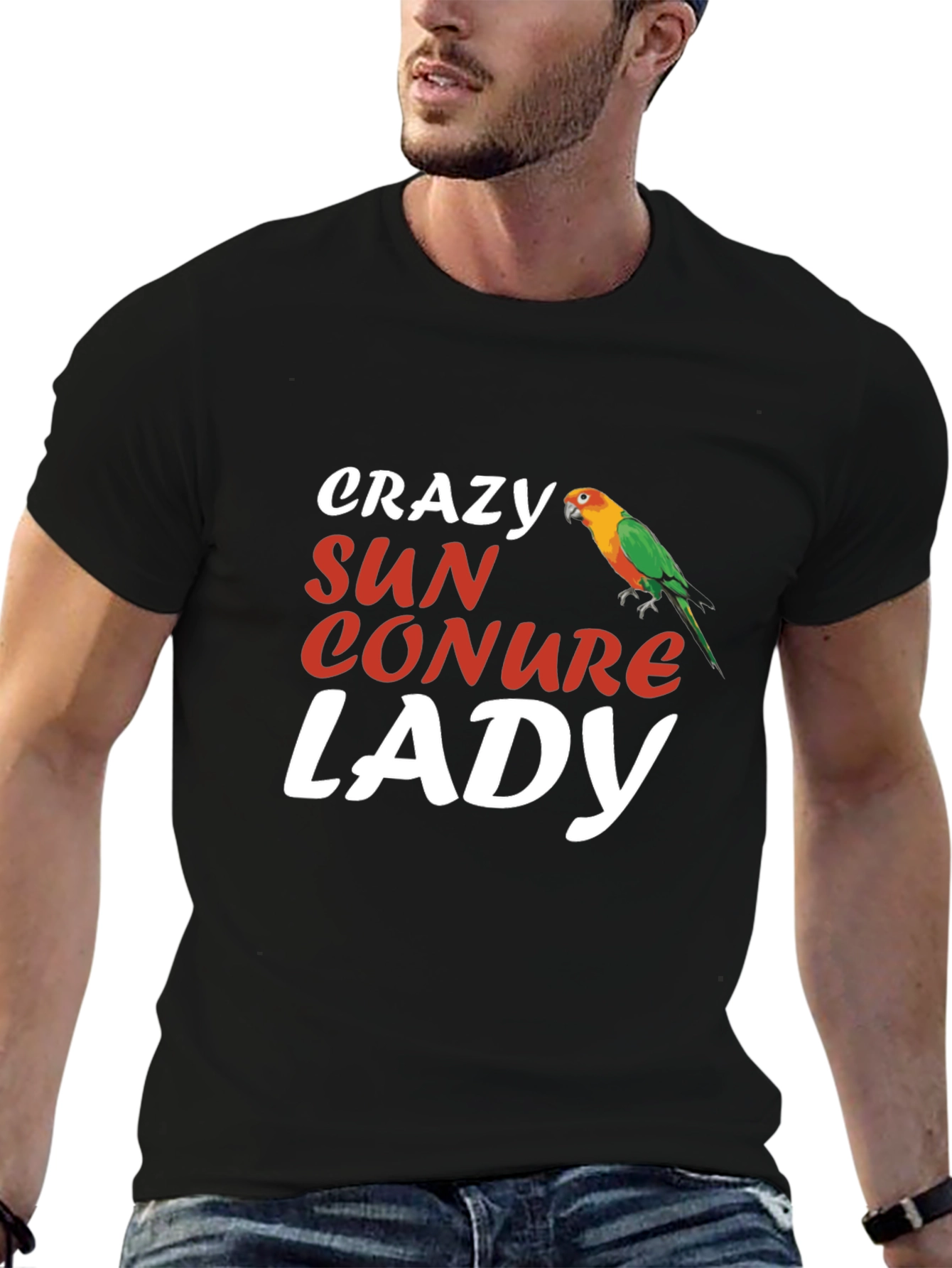 Crazy Sun Conure Lady T-Shirt - Bird Lover Tee