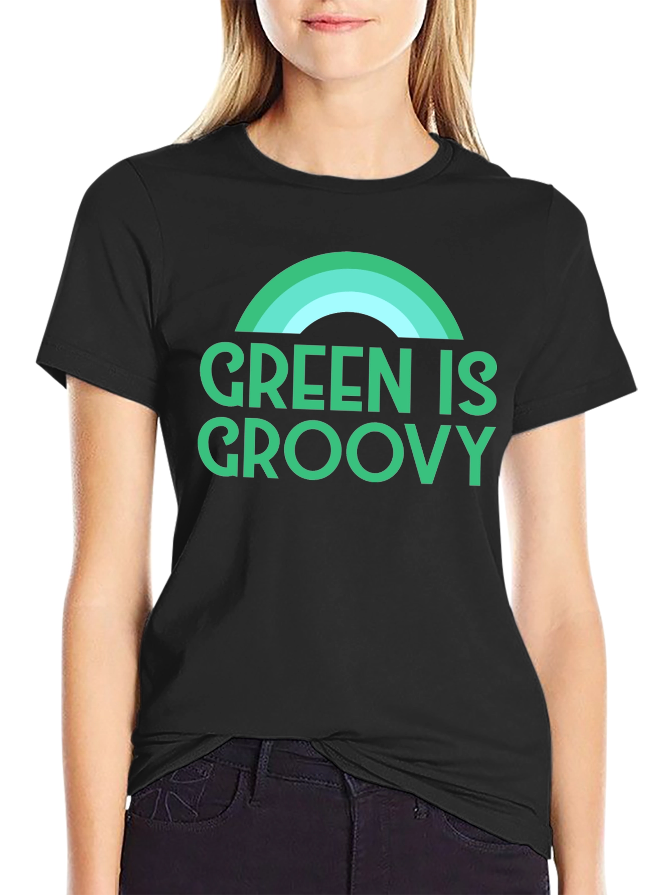 Green is Groovy T-Shirt - Retro Rainbow Graphic Tee