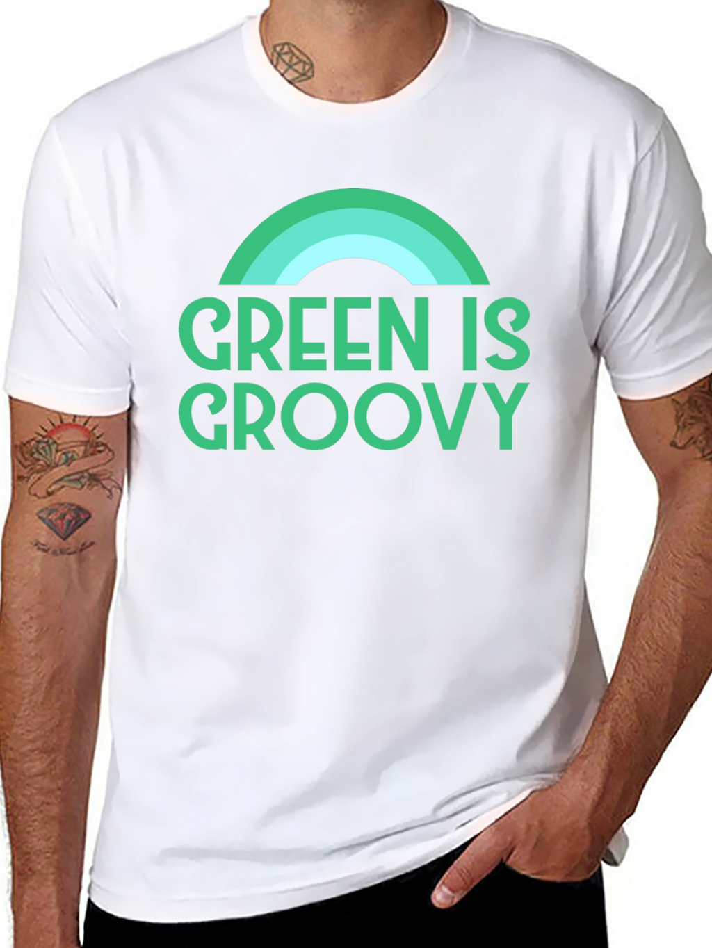Green is Groovy T-Shirt - Retro Rainbow Graphic Tee