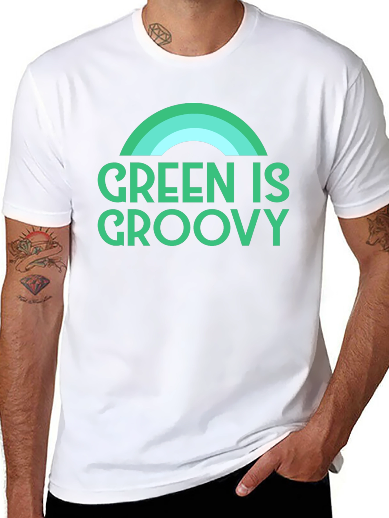 Green is Groovy T-Shirt - Retro Rainbow Graphic Tee