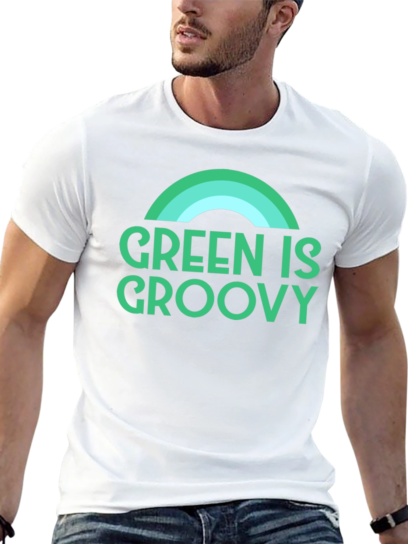 Green is Groovy T-Shirt - Retro Rainbow Graphic Tee