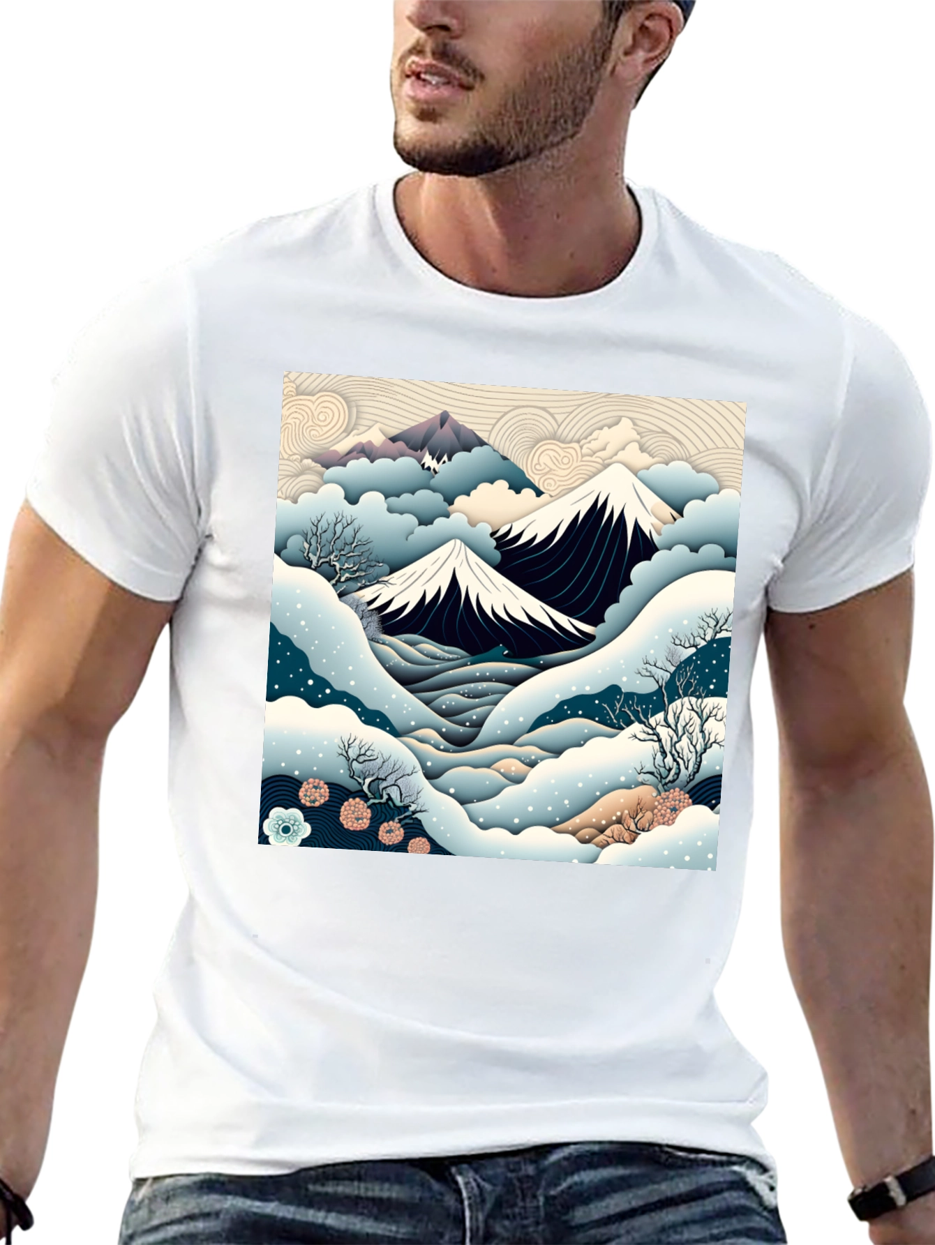 Japanese Mountain Scene Graphic Tee