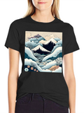 Japanese Mountain Scene Graphic Tee