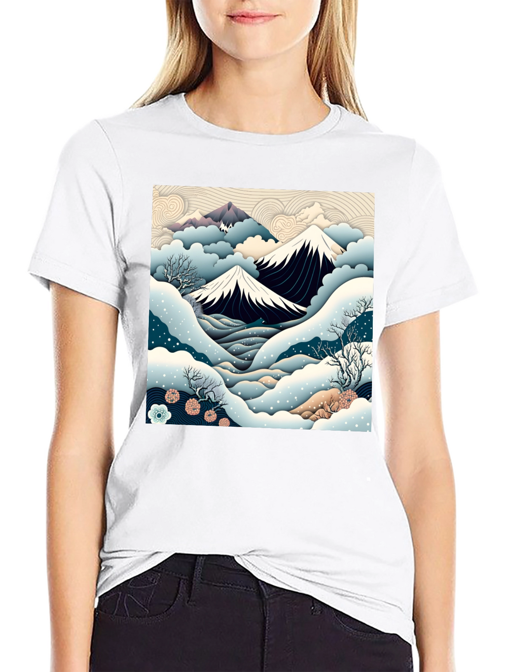 Japanese Mountain Scene Graphic Tee