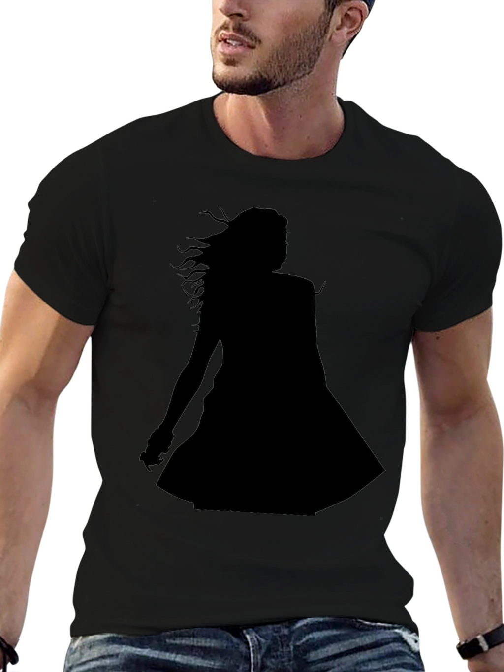 Silhouette Graphic Tee - Stylish Black T-Shirt