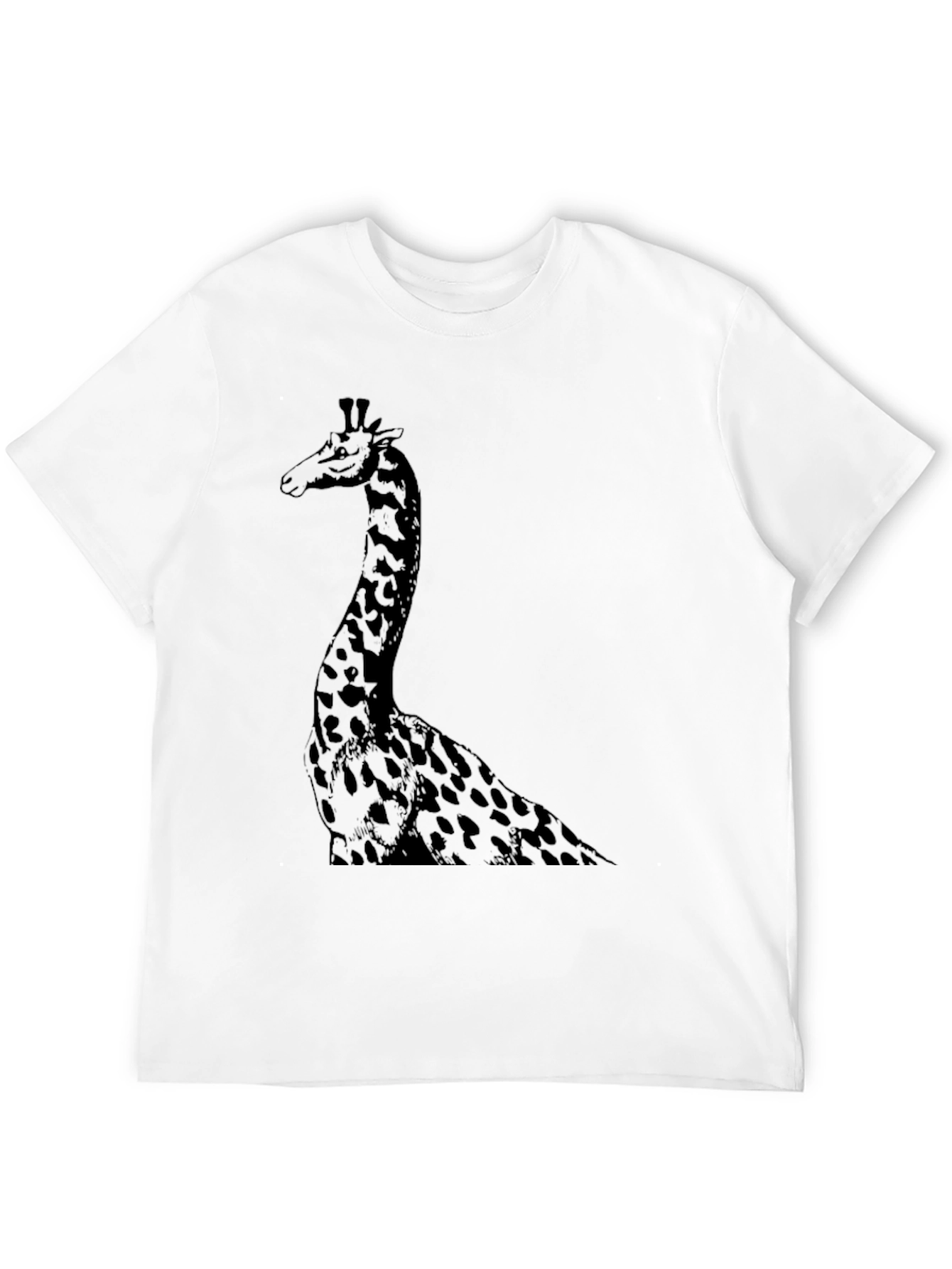 Giraffe Graphic Tee - Mens Black Cotton T-Shirt