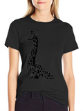 Giraffe Graphic Tee - Mens Black Cotton T-Shirt