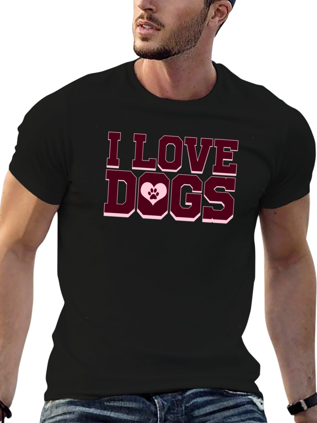 I Love Dogs T-Shirt - Paw Print Heart